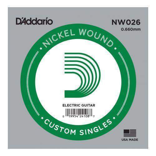 D'Addario .026 Nickel Wound Guitar String - Single Replacement String for Electric & Acoustic Guitars - Perfect for Rock, Blues & Jazz Performances