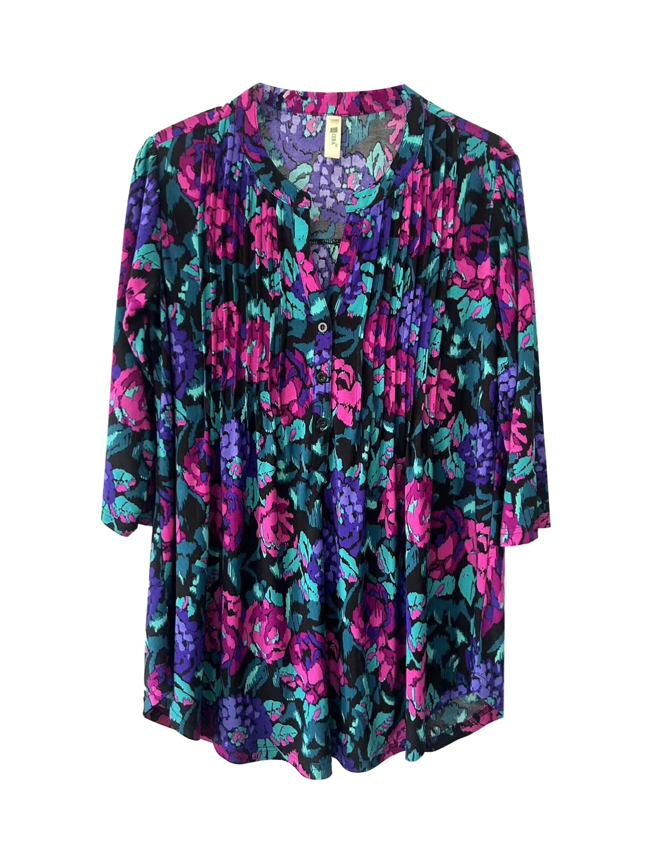 La Cera Plus Size Pleat Front Blouse for Women - Flowy Casual Tunic Top for Work & Everyday Wear