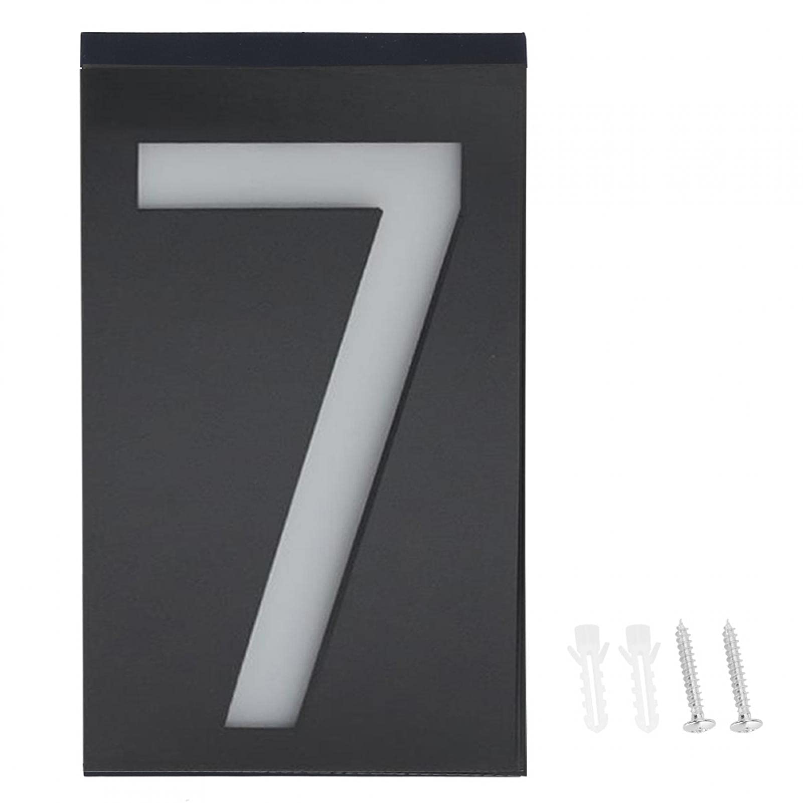 Solar Powered LED Address Light - Outdoor House Number Sign for Hotels, Stores & Doors (Number 7) | Weatherproof Illuminated Address Plaque for Night Visibility & Curb Appeal
