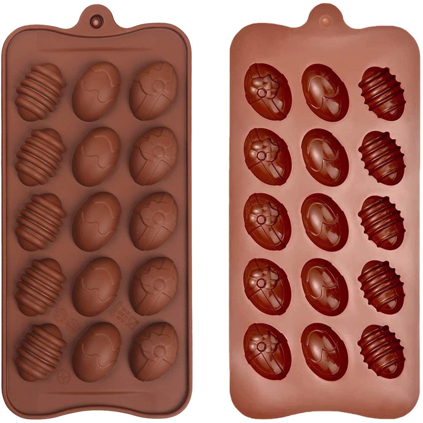 2-Pack Easter Egg Chocolate Molds - 15 Cavity Egg Shaped Silicone Baking Molds for Candy, Jelly, Ice Cubes & Cookie Decorating | Perfect for Cake Decorating, Holiday Baking & DIY Dessert Making