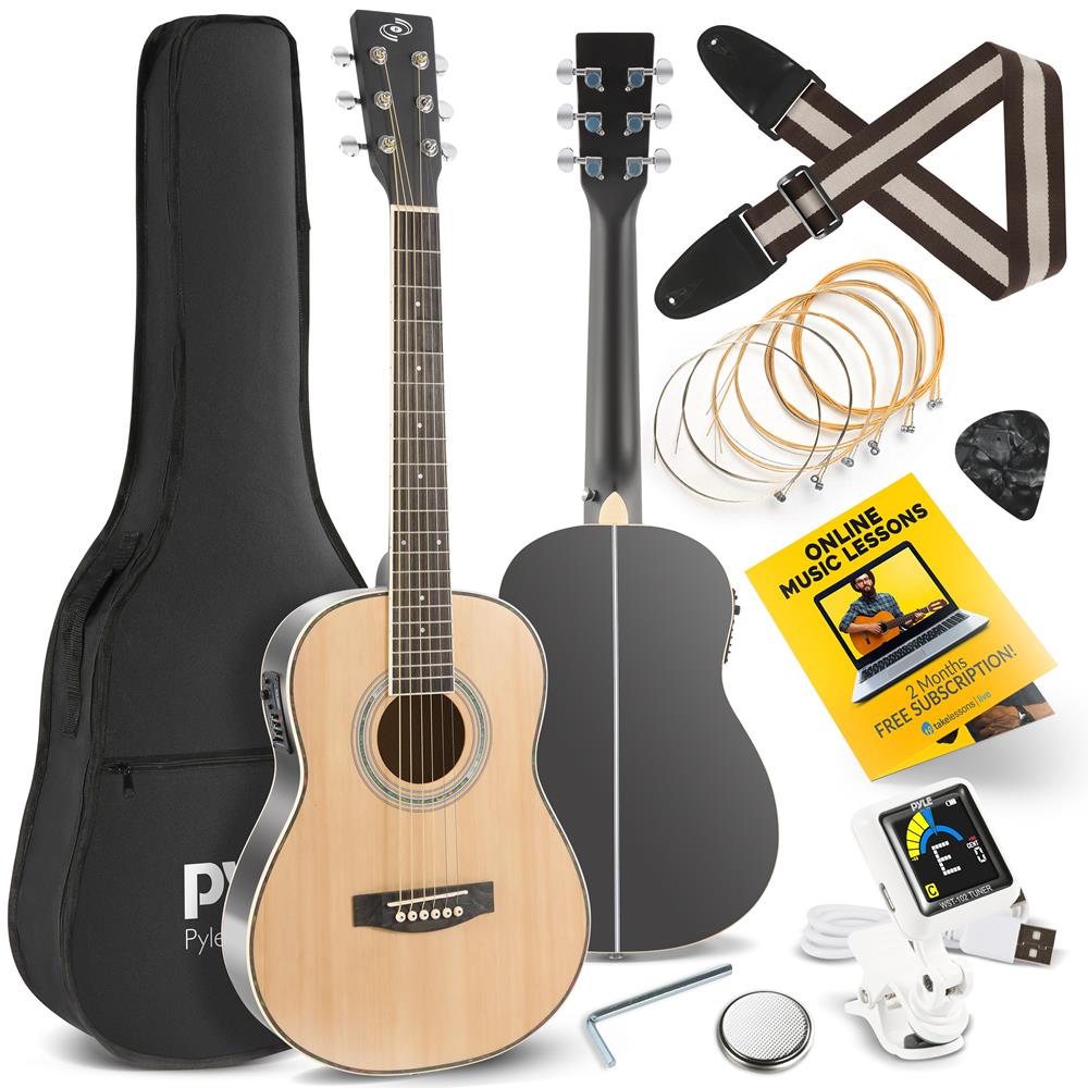Electric Acoustic Guitar Kit with Built-in Tuner & Case - Perfect for Beginners, Travel & Live Performances | Full Size 41