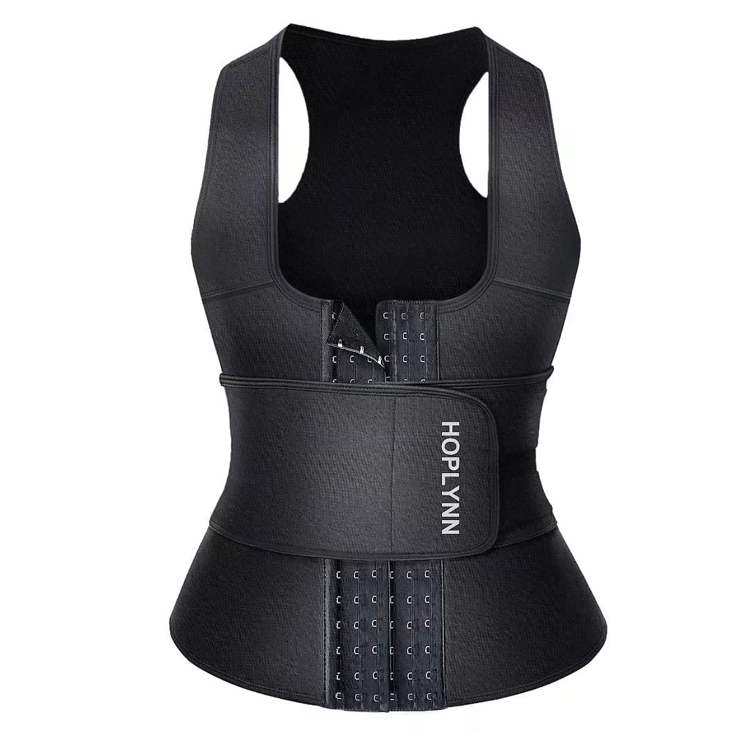 HOPLYNN Neoprene Sauna Waist Trainer for Women - Tummy Control Corset, Waist Cincher Body Shaper Vest - Perfect for Workout, Weight Loss & Postpartum Recovery