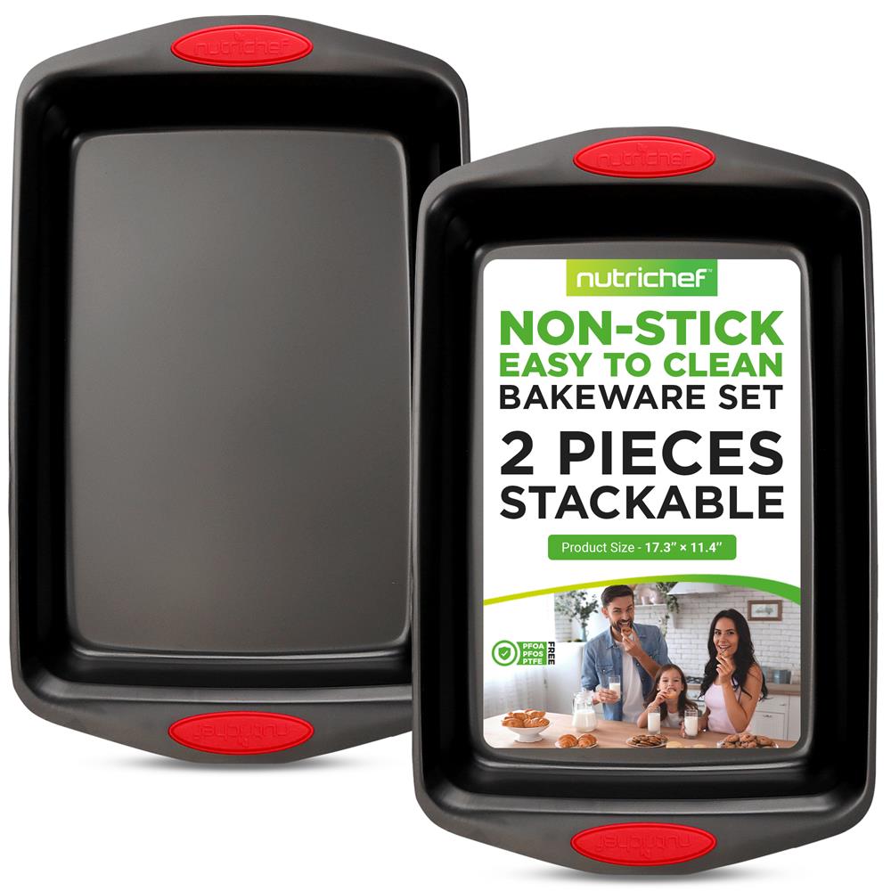 Non-Stick Baking Pans Set for Oven - 3-Piece Cookie Sheet, Pizza Pan & Cake Pan - Perfect for Baking, Roasting & Cooking at Home