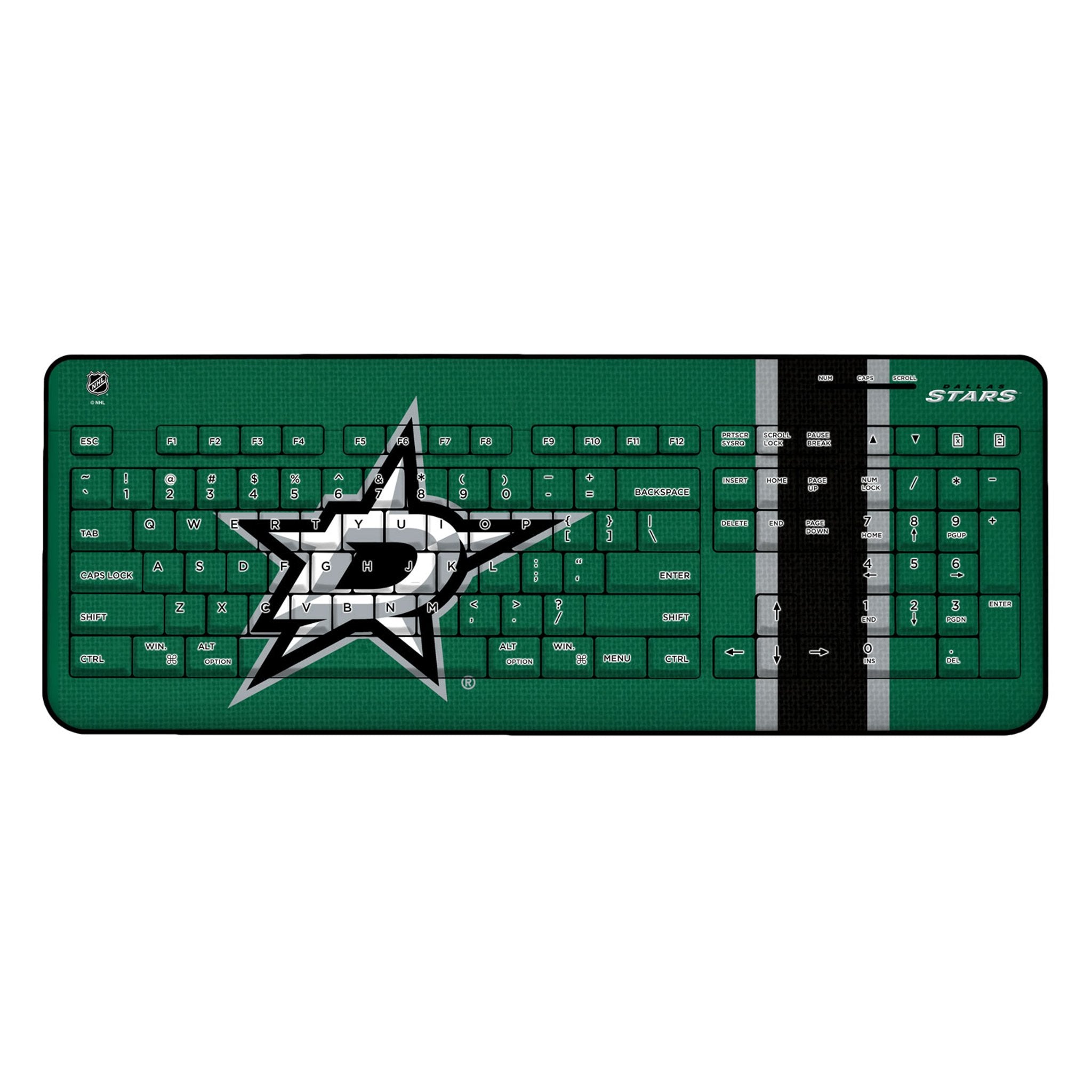 Dallas Stars Themed Wireless USB Keyboard - Ergonomic Design for Gaming & Office Use - Perfect for Hockey Fans & PC Enthusiasts