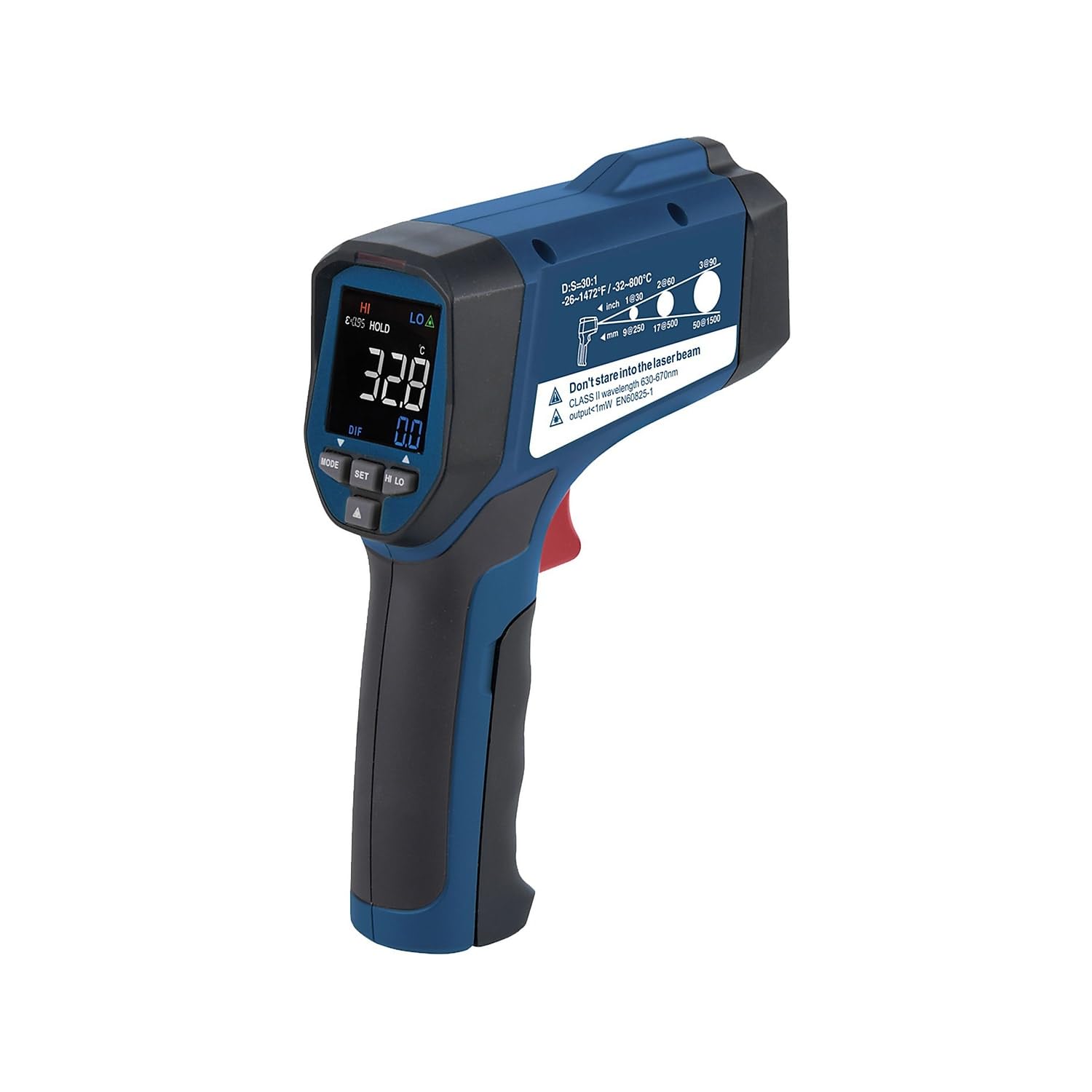REED Instruments R2320 High-Precision Infrared Thermometer Gun -30:1 Distance to Spot Ratio, -58°F to 1472°F (-50°C to 800°C) Range for Industrial, HVAC, Food Safety & Home Use