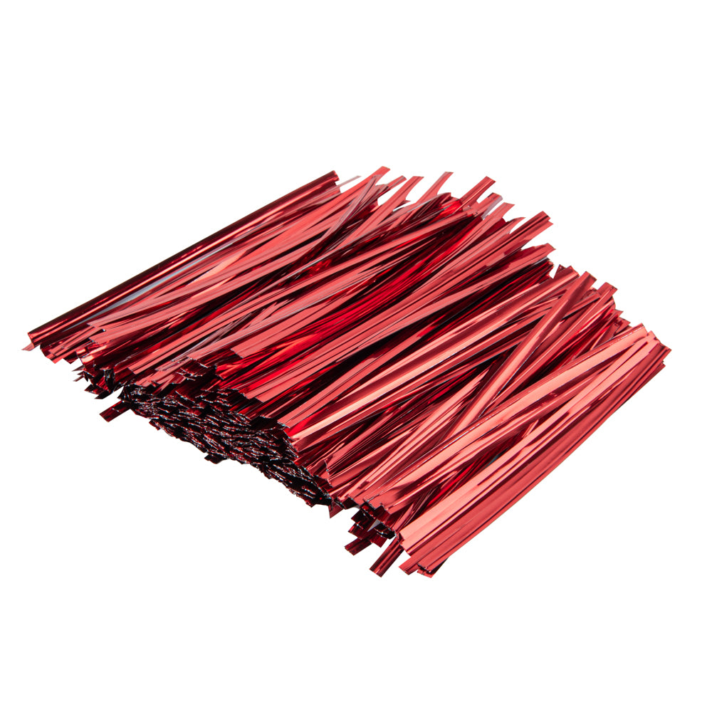 Premium Red Metallic Twist Ties for Bags - 500 Count Box | Secure Food Storage, Gift Wrapping & Organizing Cables
