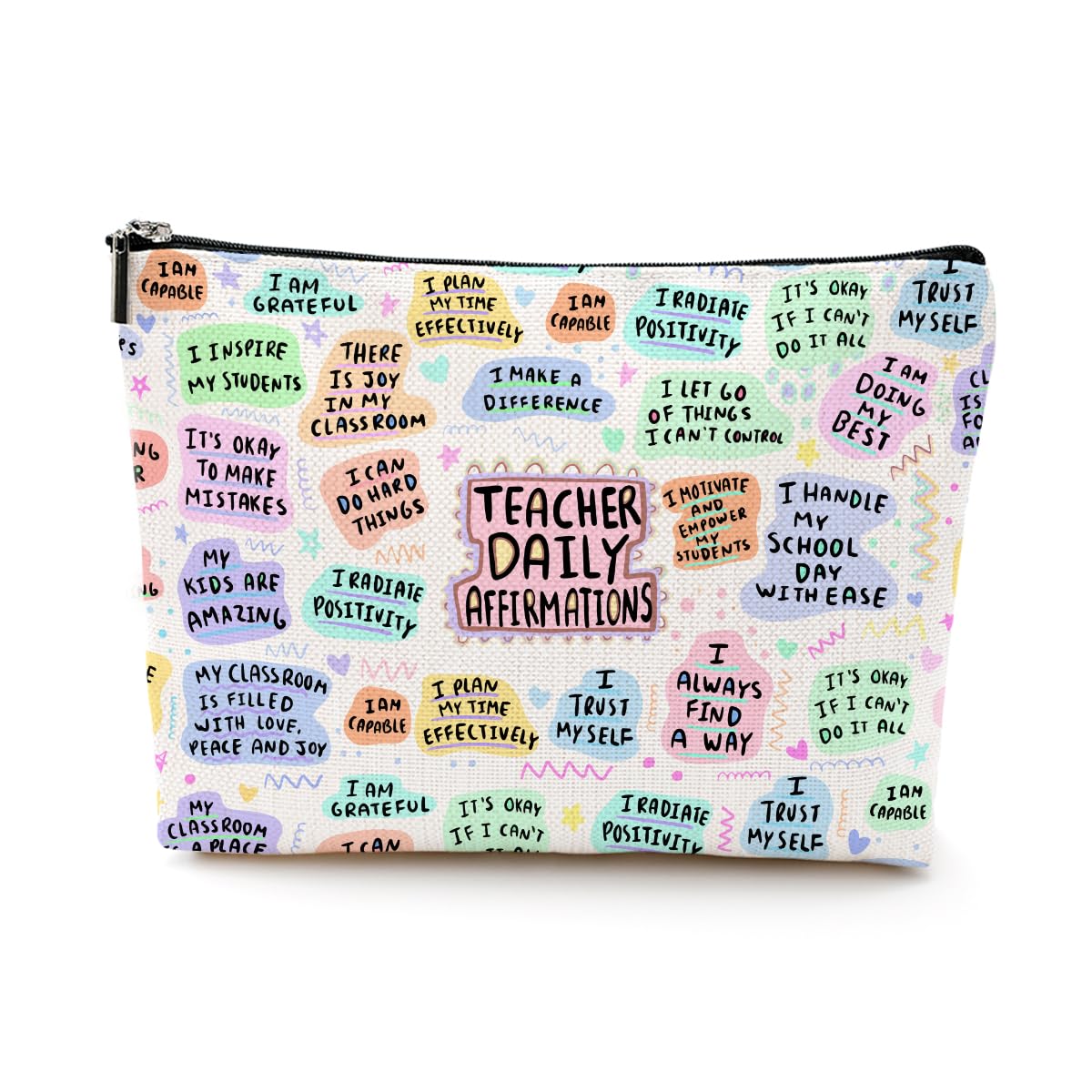 **Inspirational Teacher Gifts - Cute Cosmetic Makeup Bag for Women, Mentors, Coworkers & Retirees - Perfect Teacher Appreciation, Christmas, Birthday & Valentine's Day Gift - Great for Travel, Work & Everyday Use**