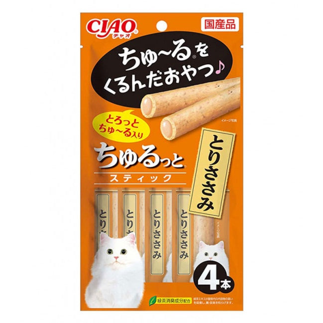 Premium Ciao Churutto Stick Wet Cat Treats - 7g x 4 Pack - Delicious & Nutritious Snacks for Cats - Perfect for Training, Rewards & Bonding with Your Feline Friend