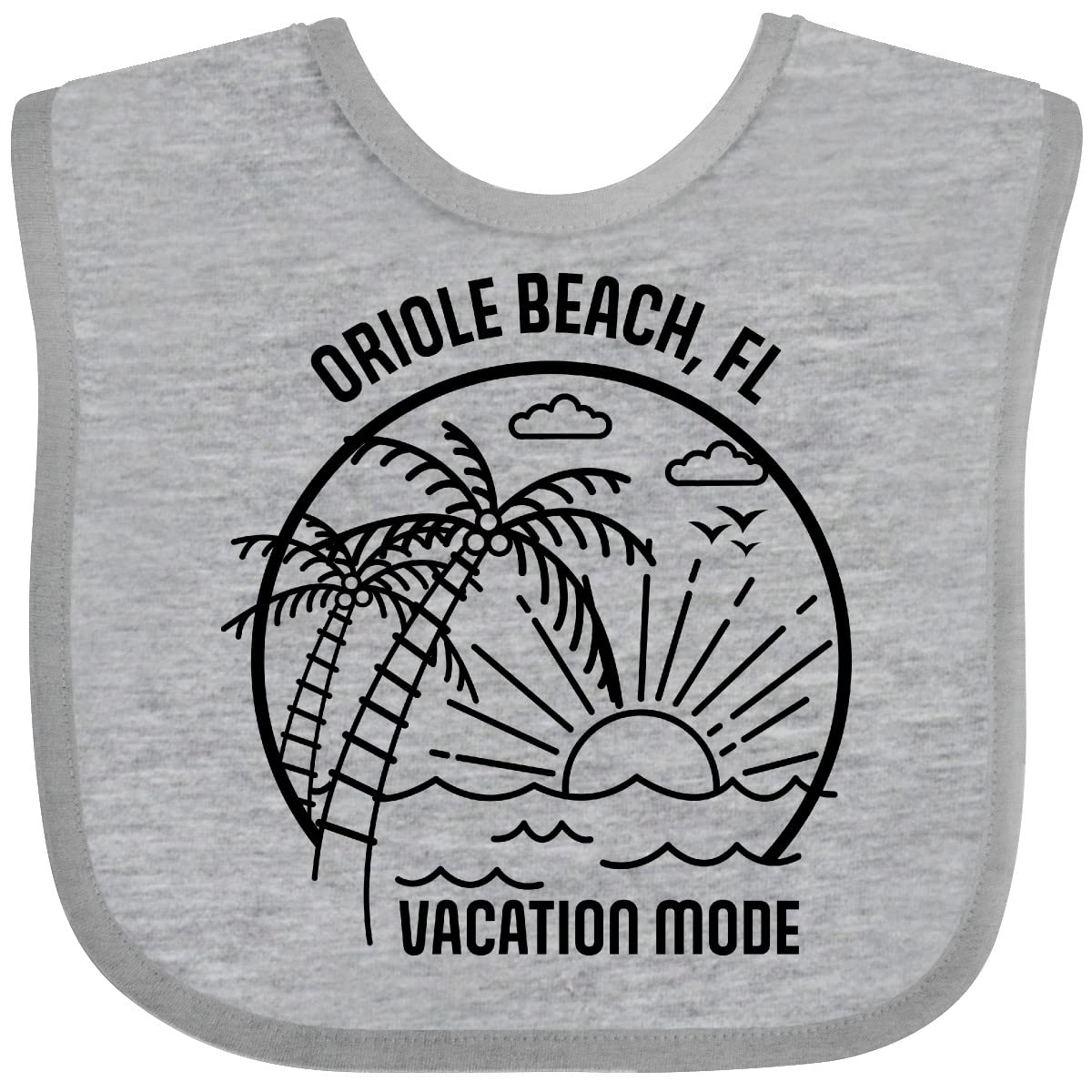 Inktastic Summer Vacation Mode Oriole Beach Florida Baby Bib - Soft Cotton Drool Bib for Infants & Toddlers - Perfect for Beach Trips, Travel, and Everyday Use