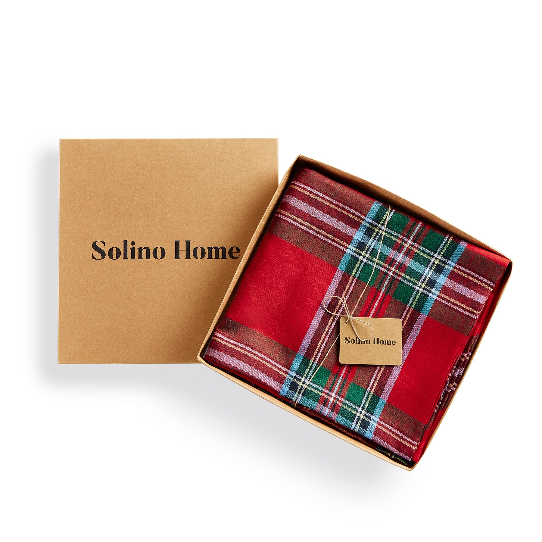 Madras Holiday Plaid Round Tablecloth - 60 Inch Cotton Blend Decorative Table Cover for Christmas, Thanksgiving & Parties - Perfect for Dining, Buffets & Holiday Decor