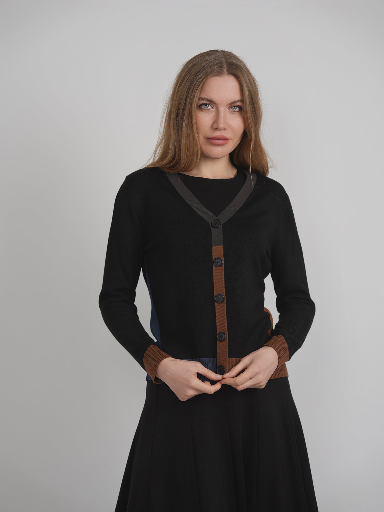 Stylish Color Blocked Cardigan for Women - Trendy Knit Sweater with Unique Design - Perfect for Fall Layering, Office Wear & Casual Outfits