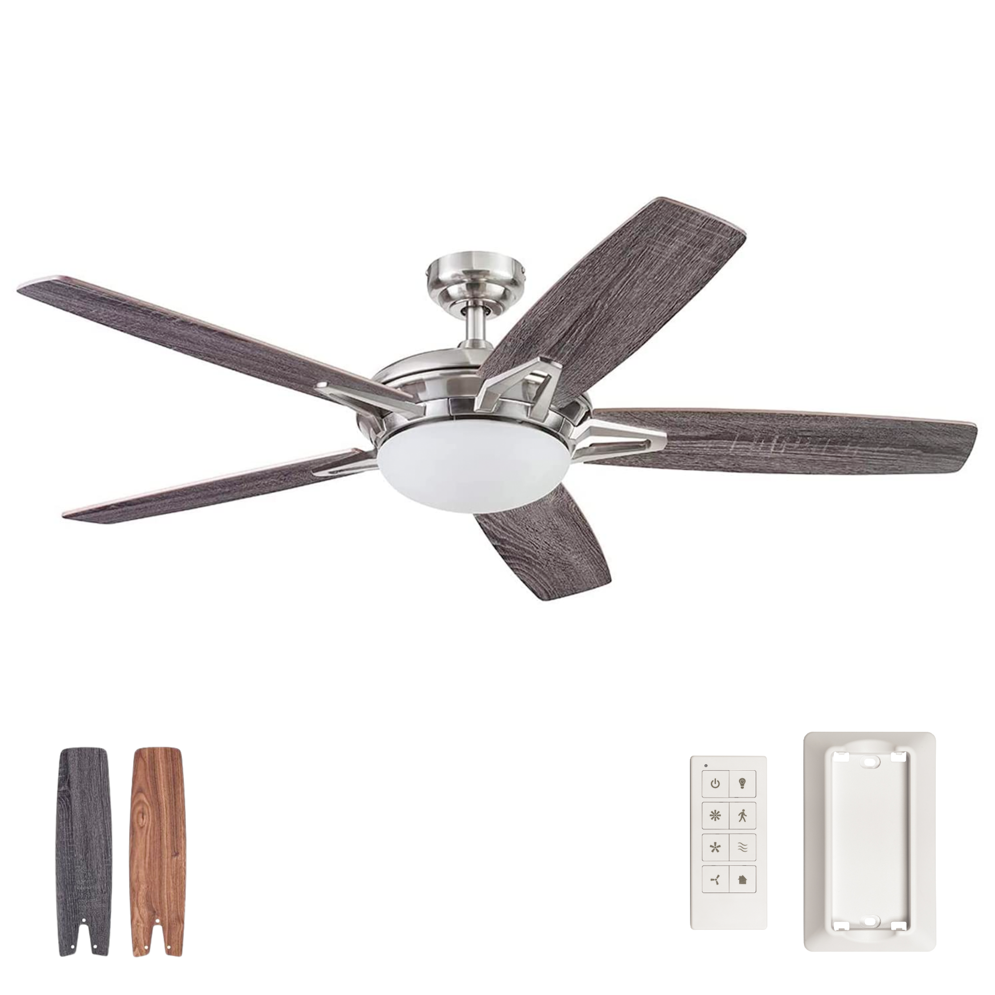 52 Inch Clancy Brushed Nickel Ceiling Fan with Remote Control - Perfect for Living Room, Bedroom, and Office Cooling & Air Circulation