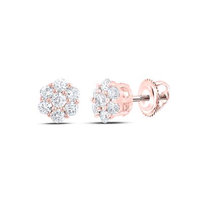 10K Gold Diamond Flower Cluster Earrings - 1/3 CTTW Stud Earrings for Women, Elegant Floral Design for Wedding, Anniversary & Special Occasions