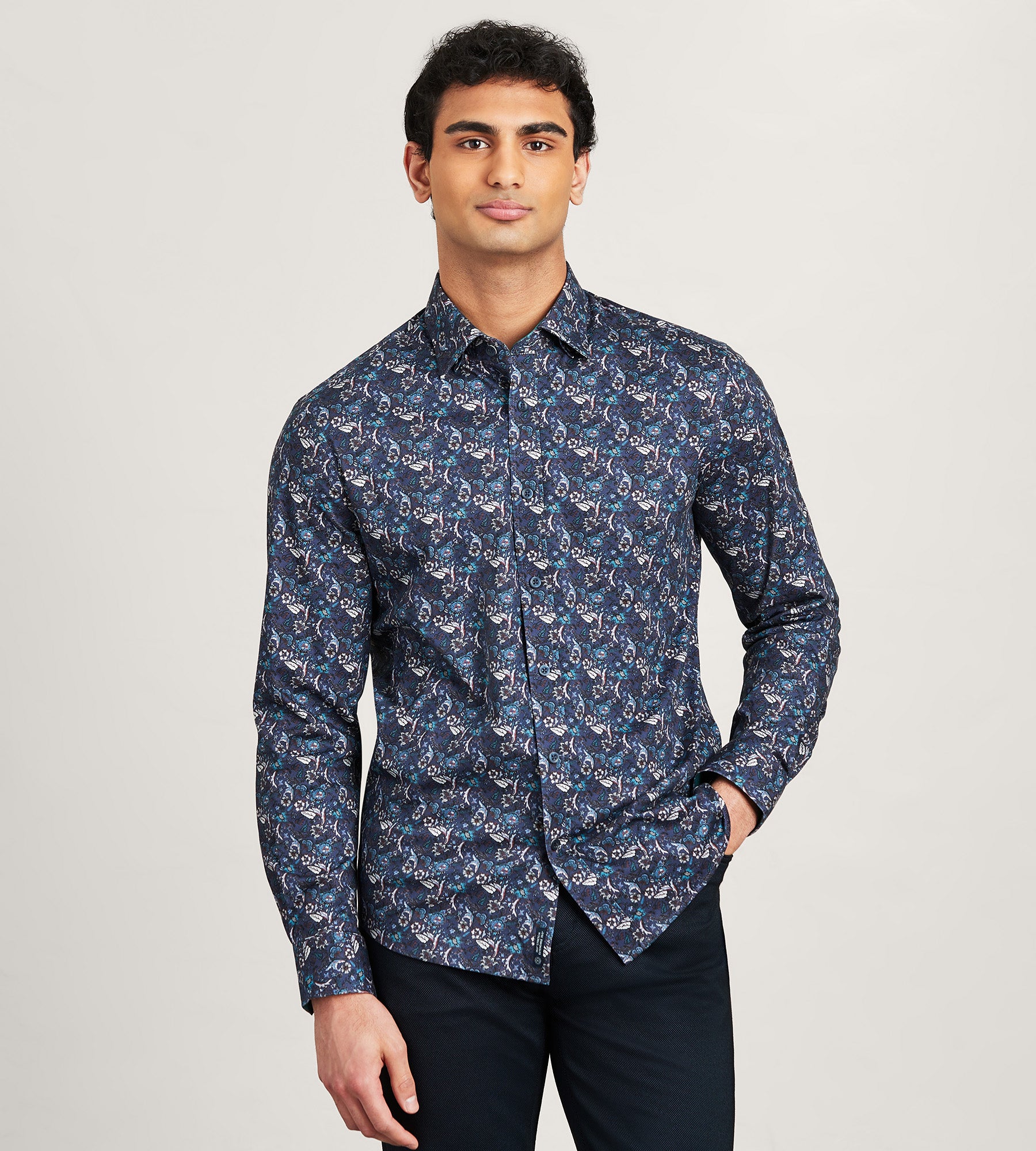 Hecther Paris Women's Long Sleeve 360° Stretch Floral Print Casual Blouse - Perfect for Work, Date Night & Spring Outfits