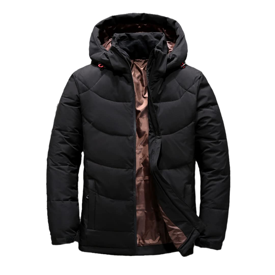 Men's White Duck Down Jacket - Hooded Thick Thermal Puffer Coat for Extreme Cold Weather | Winter Warm Overcoat for Outdoor Activities, Skiing & Snowboarding