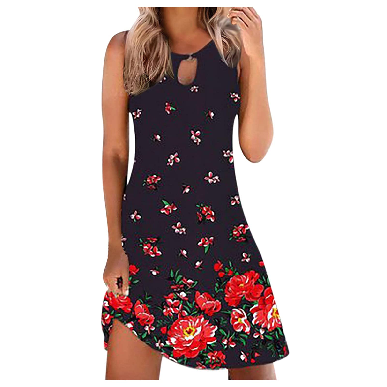 Women's Summer Sun Dresses - Bodycon, Casual, Boho & Tunic Style Formal Holiday Dress (Red, Medium) | Perfect for Beach Vacations, Parties & Outdoor Events