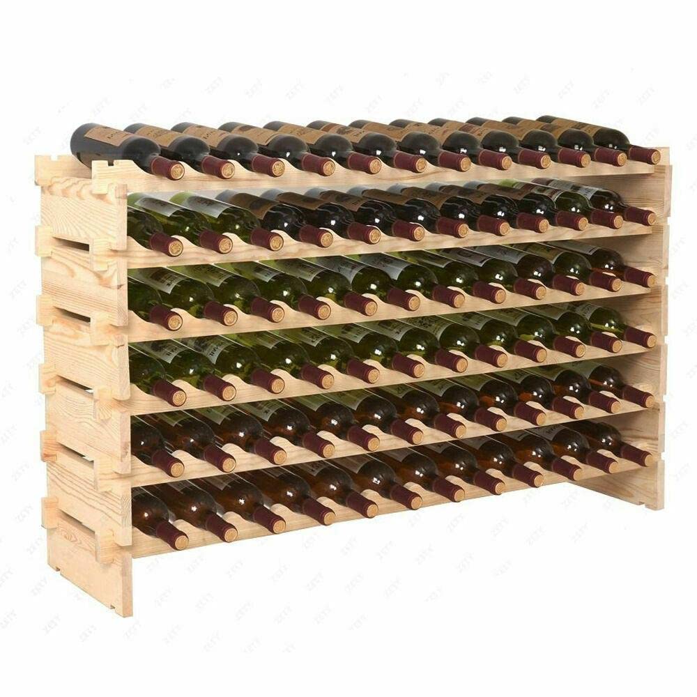 72 Bottle Stackable Wine Rack - 6 Tier Solid Wood Freestanding Wine Storage Shelf for Kitchen, Dining Room & Bar | Farmhouse Decor & Wine Organizer | Perfect for Home, Restaurant & Wine Cellar Storage