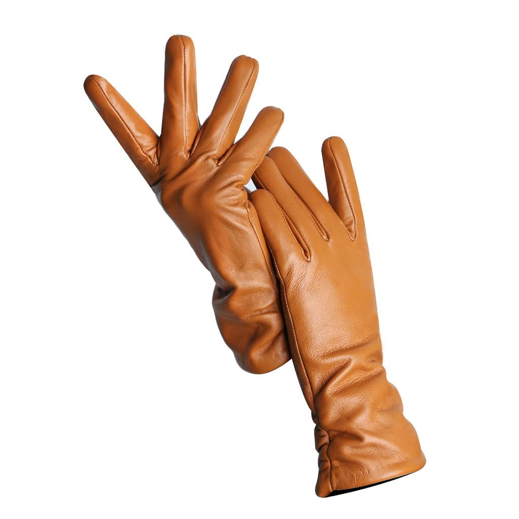 WALNUTA Women's Genuine Leather Gloves - Soft Sheepskin Lined Winter Gloves for Driving, Warm & Thin Touchscreen Gloves - Perfect for Outdoor Activities, Commuting & Cold Weather Fashion
