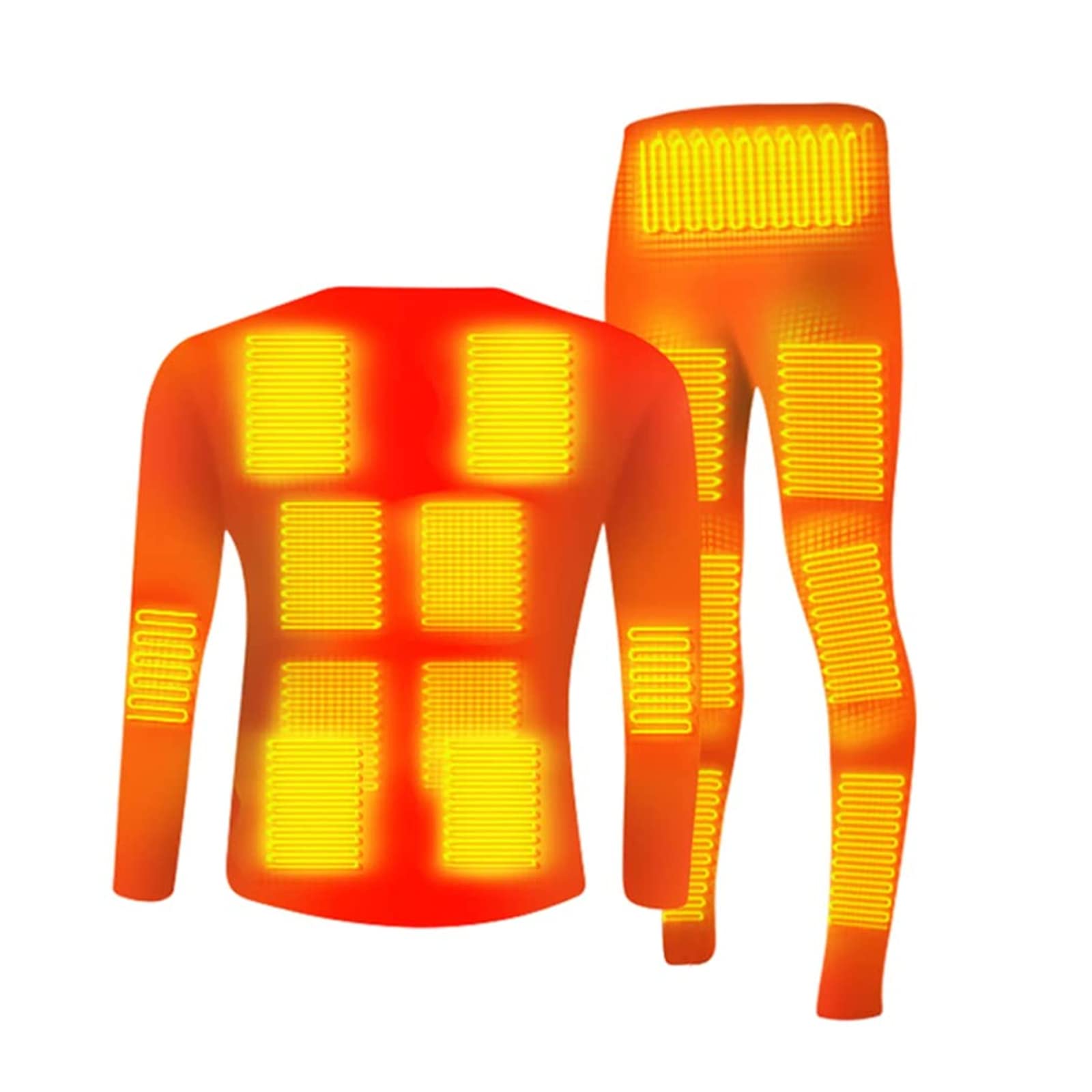 Electric Heated Thermal Underwear for Men - Long Sleeve USB Rechargeable Base Layer Shirt & Vest, Washable Winter Warm Clothing for Outdoor Sports, Hunting, Skiing & Cold Weather Activities
