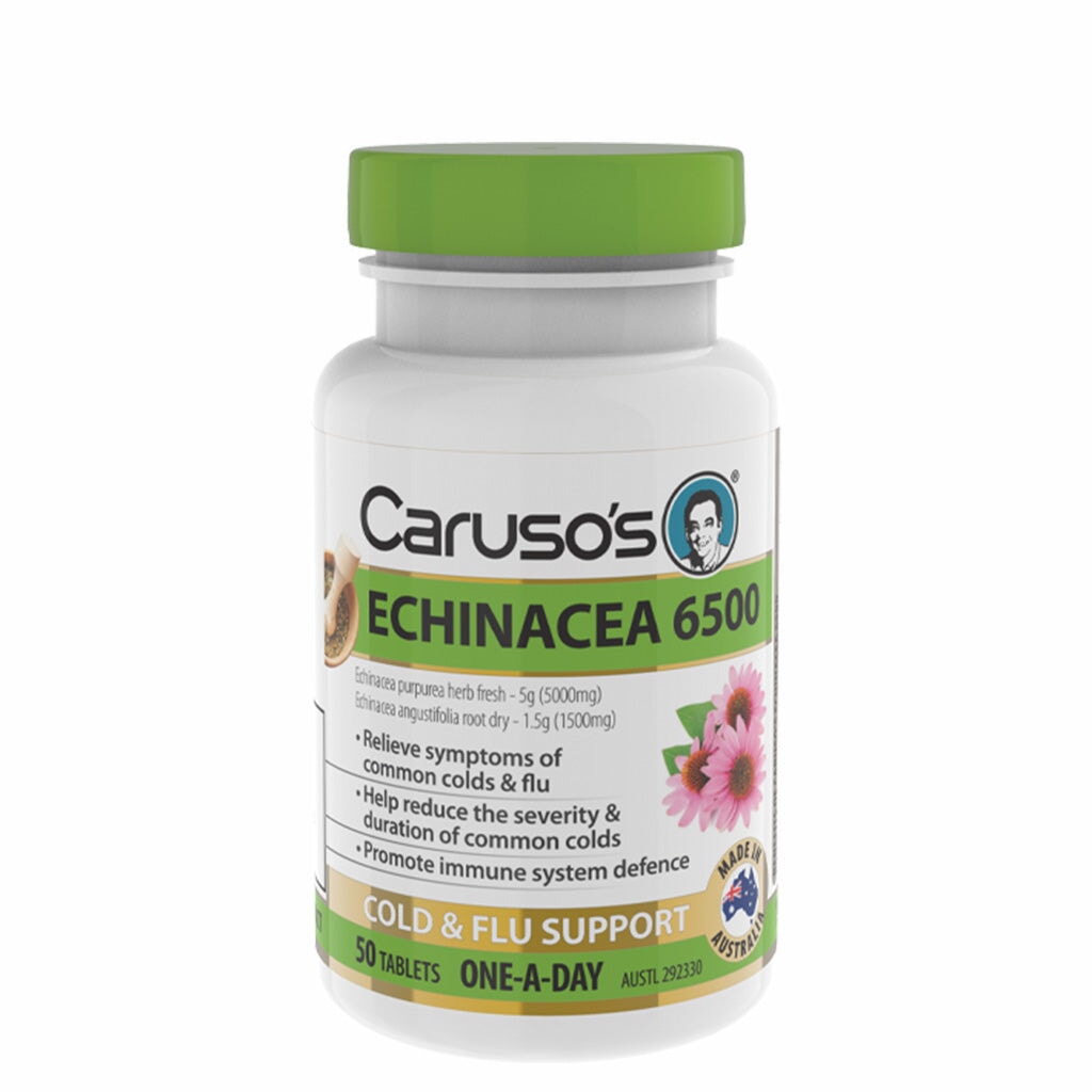 Caruso's Echinacea 6500mg Immune Support Supplement - One-A-Day Capsules for Daily Wellness & Cold Season Defense | Boost Immunity Naturally at Home, Work or Travel