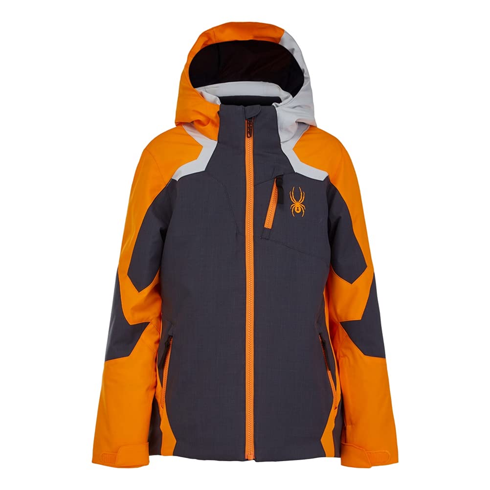 Spyder Boys Leader Jacket - Waterproof Windbreaker for Big Kids (8-14 Years) | Novelty Gray Winter Coat for Outdoor Sports & School Activities