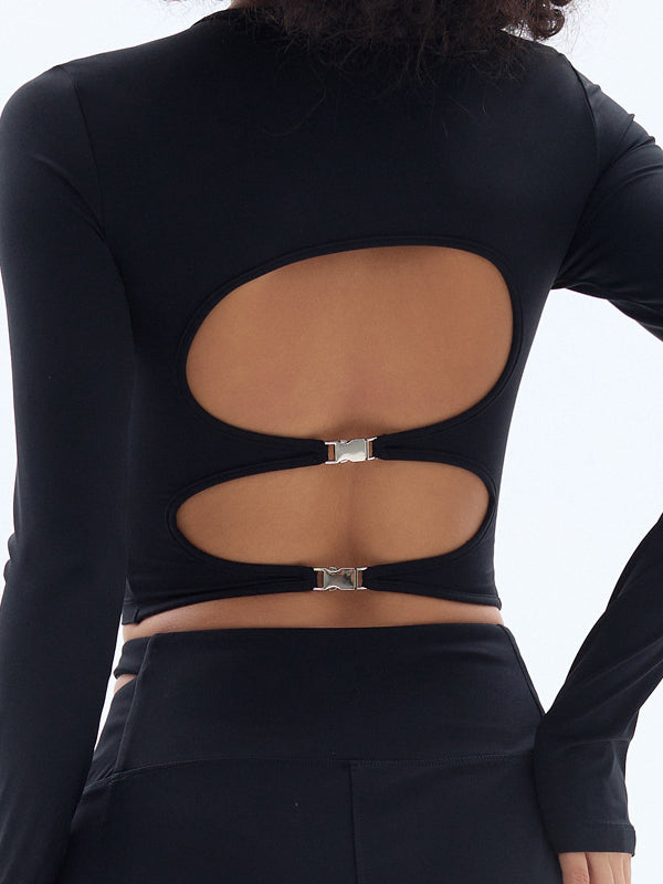 ZASUWA Women's Sexy Hollow Out Long Sleeve Top with Chest Pads & Thumbholes - Perfect for Night Out, Club Wear & Date Night Outfits