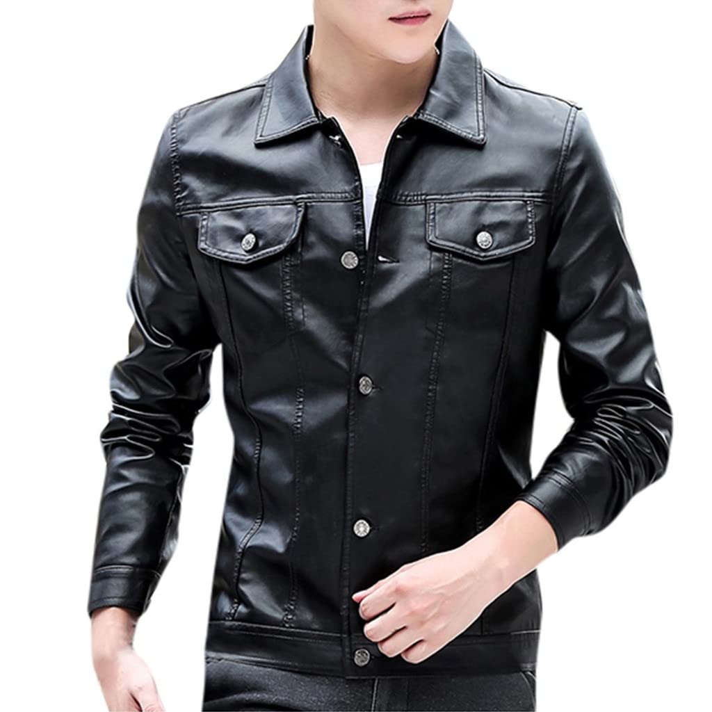 Men's Genuine Leather Biker Jacket - Winter Motorcycle Coat with Zipper & Long Sleeves - Fashionable Casual Outerwear for Riding, Travel & Everyday Wear