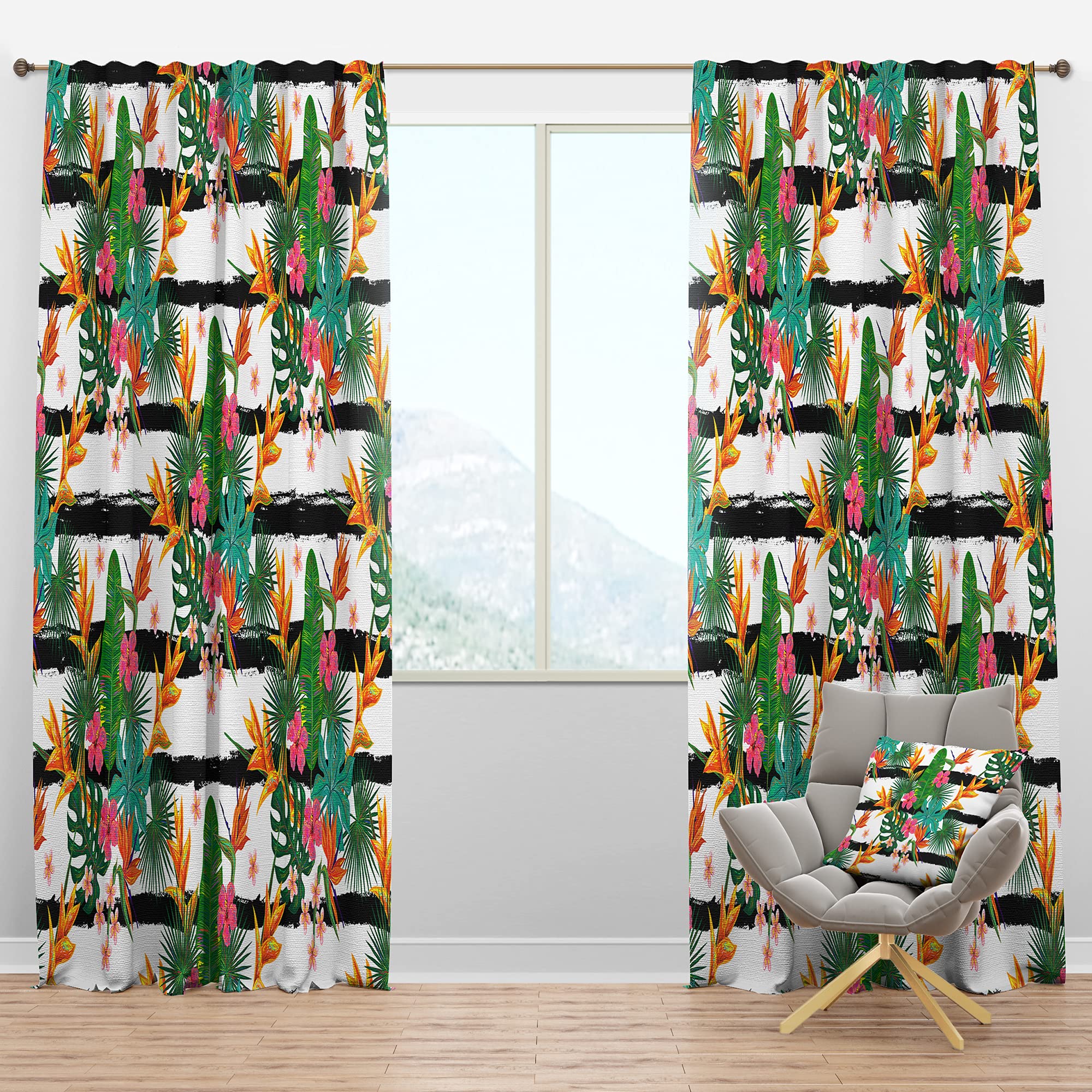 Retro Tropical Leaves Blackout Curtains - Thermal Insulated Room Darkening Drapes for Bedroom & Living Room (52x63, Single Panel) - Perfect for Home Decor, Privacy & Light Control