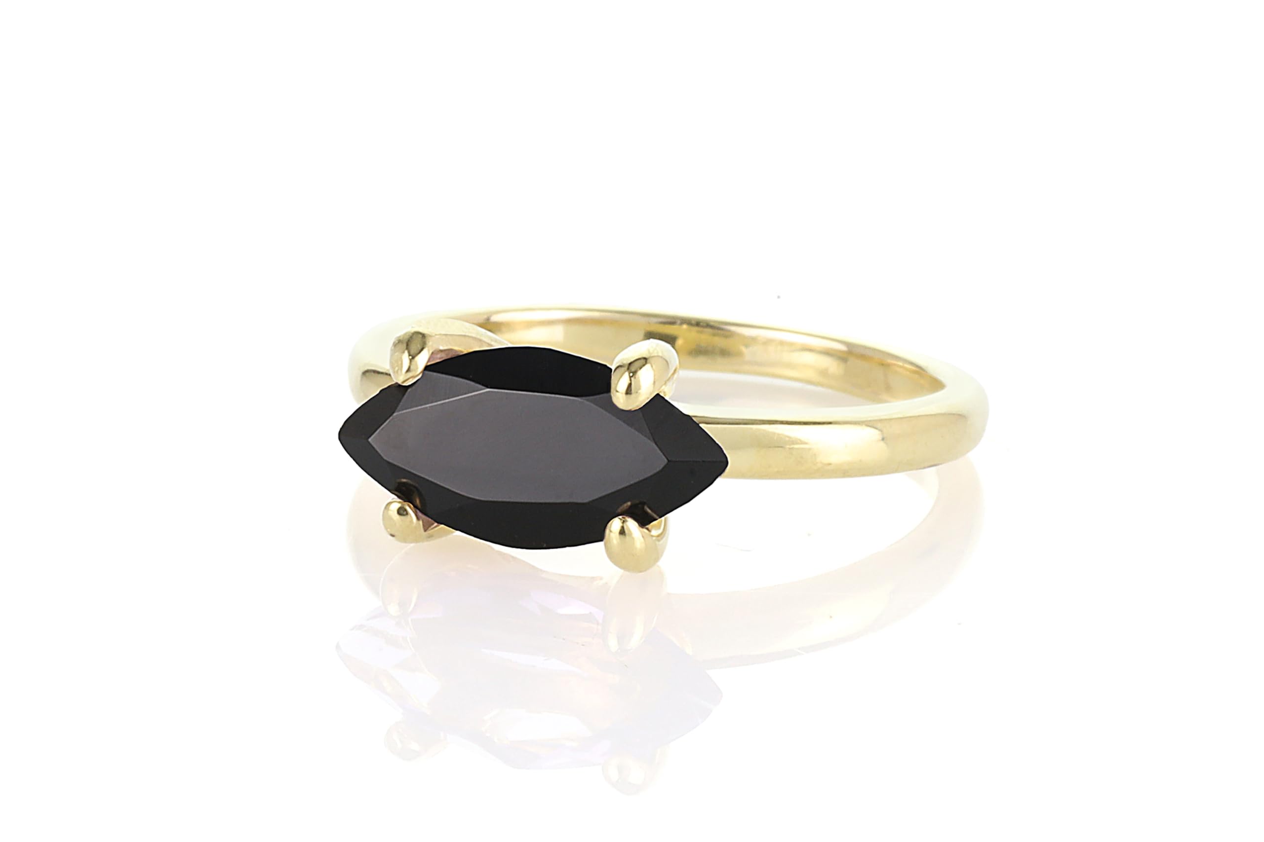 Black Onyx Ring for Women - Handmade Minimalist Gold Jewelry - Stackable & Engraved for Everyday Wear
