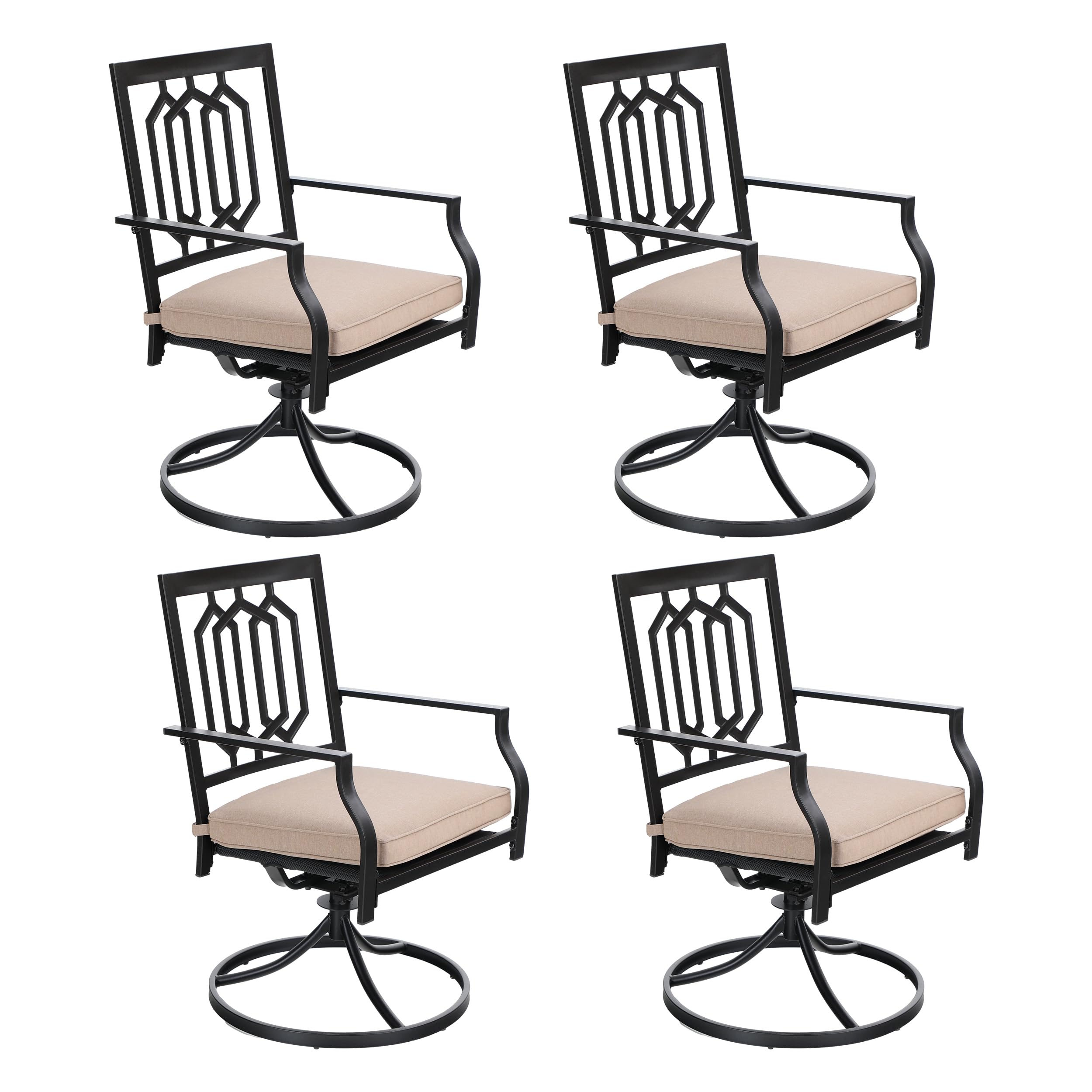 Sophia & William 4-Piece Outdoor Metal Swivel Rocking Chair Set with Cushions - Patio Dining Furniture for Garden, Backyard, Bistro - Supports 300 lbs - Perfect for Relaxing, Entertaining & Outdoor Dining