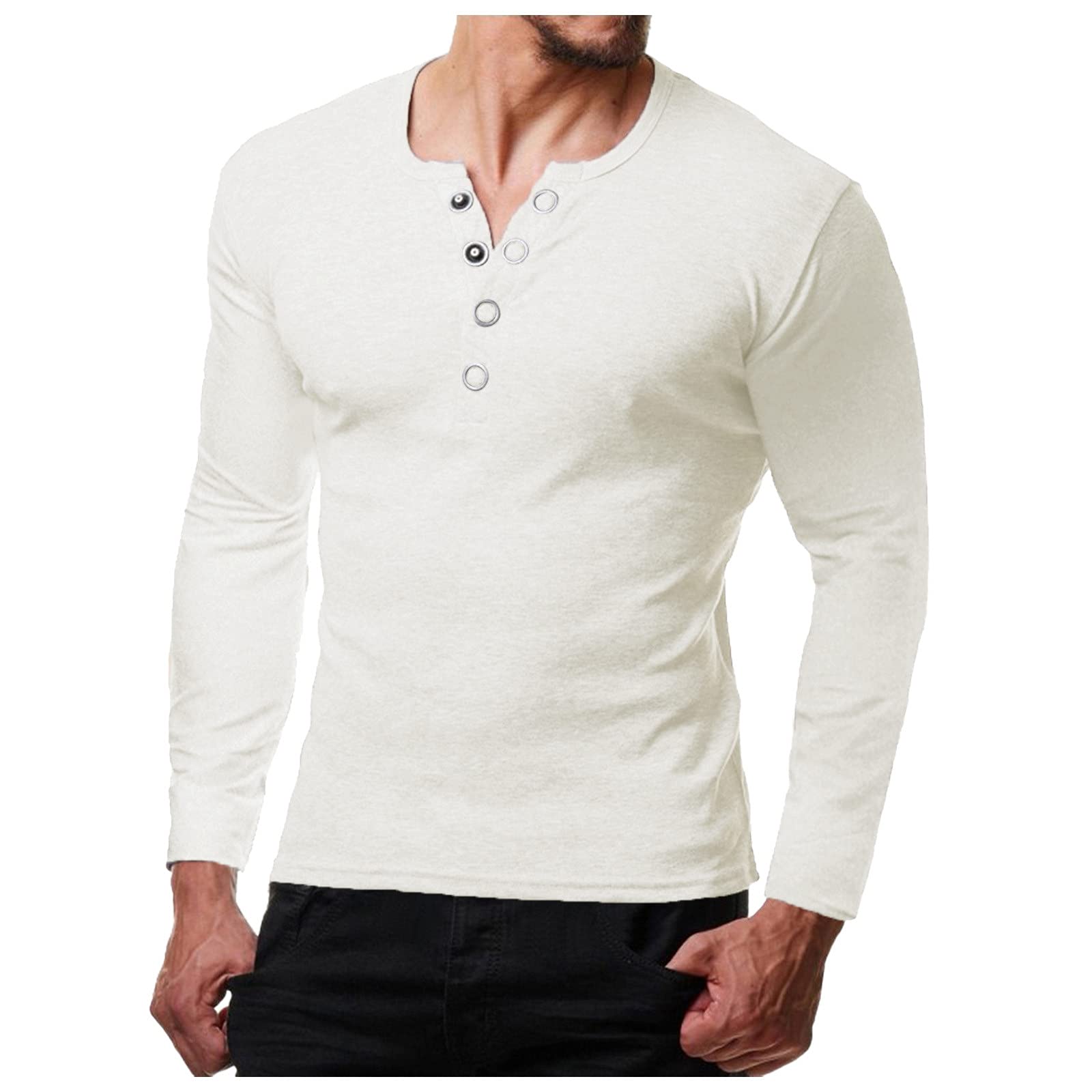 Men's Long Sleeve V-Neck Graphic T-Shirts & Cool Cut Off Sweatshirts - Trendy Casual Wear for Street Style, Gym, and Everyday Outfits
