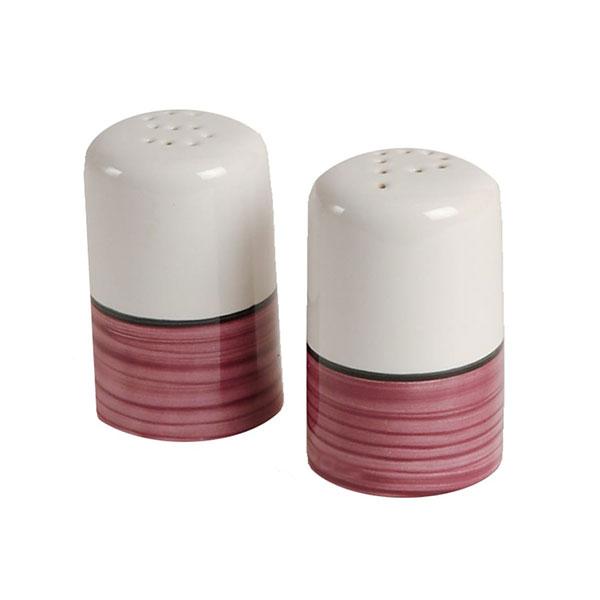 Premium Salt and Pepper Shakers Set - Elegant White & Purple Spree Pattern for Kitchen, Dining Table, and Gift Giving