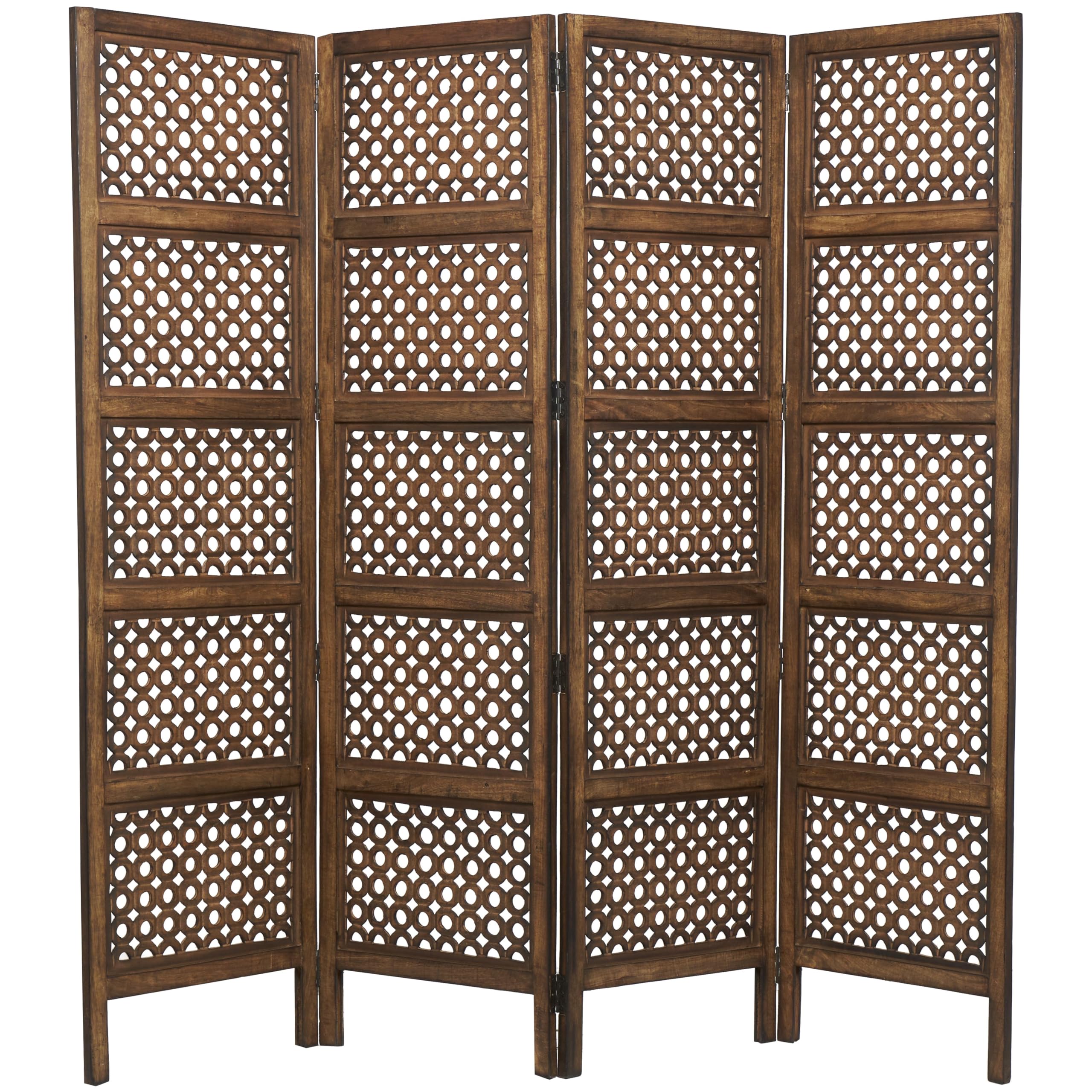 Handmade Wooden Floral Room Divider Screen - Large Brown Partition Wall Decor for Living Room, Bedroom, Office | Home & Office Privacy Screen, Decorative Room Separator