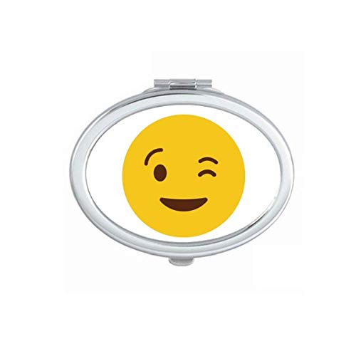 DIYthinker Portable Foldable Double-Sided Makeup Mirror with Blink Smile Face Illustration - Perfect for Travel, Home Vanity & Handbag Essentials