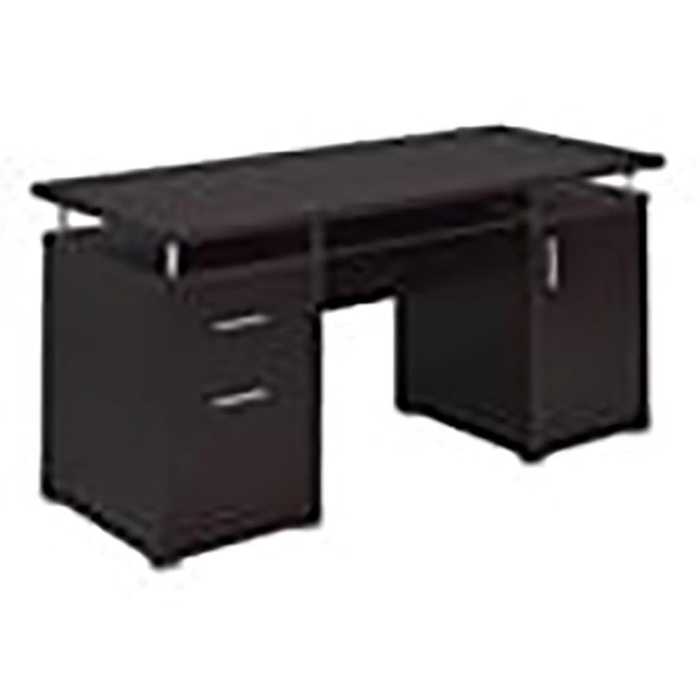Modern 2-Drawer Wooden Computer Desk in Cappuccino Finish - Home Office & Study Workstation for Small Spaces