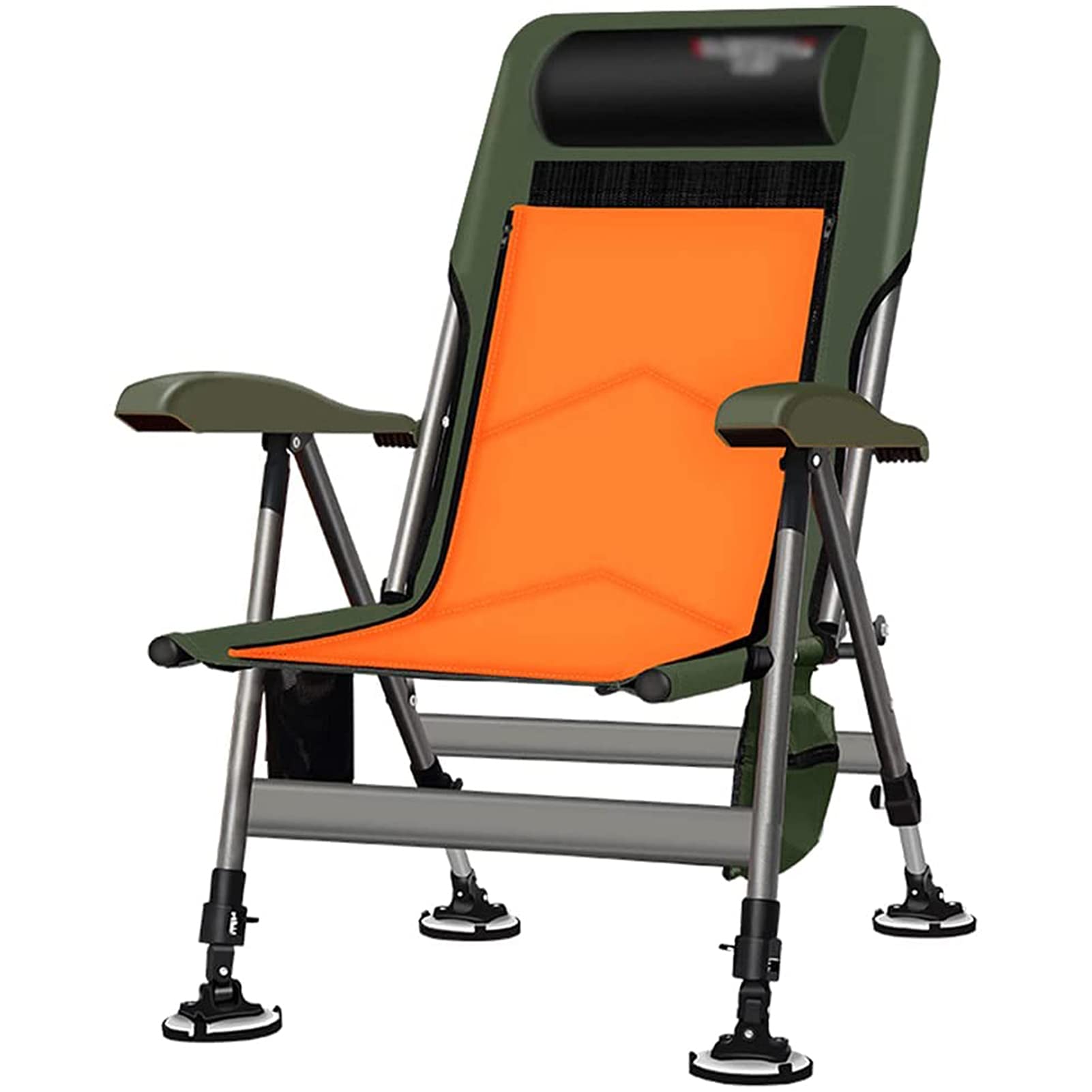 FXBH Heavy Duty Adjustable Fishing & Camping Chair - 440lbs Weight Capacity, Portable Folding Outdoor Chair with Back Support - Perfect for Fishing Trips, Beach Camping, Backyard Relaxing and Outdoor Events