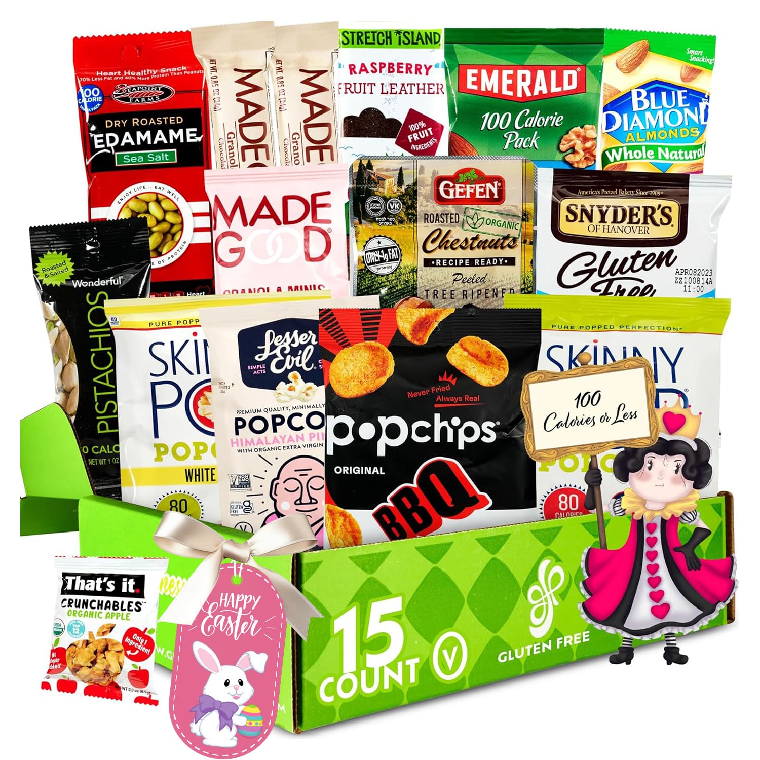 Gluten Free Palace 100 Calorie Snacks Variety Pack – Healthy Low Calorie Vegan Snacks, Protein Bars & Mixed Nuts – Perfect for Valentine's Day Gift Baskets, Office Snacks & On-the-Go Nutrition (15 Count)