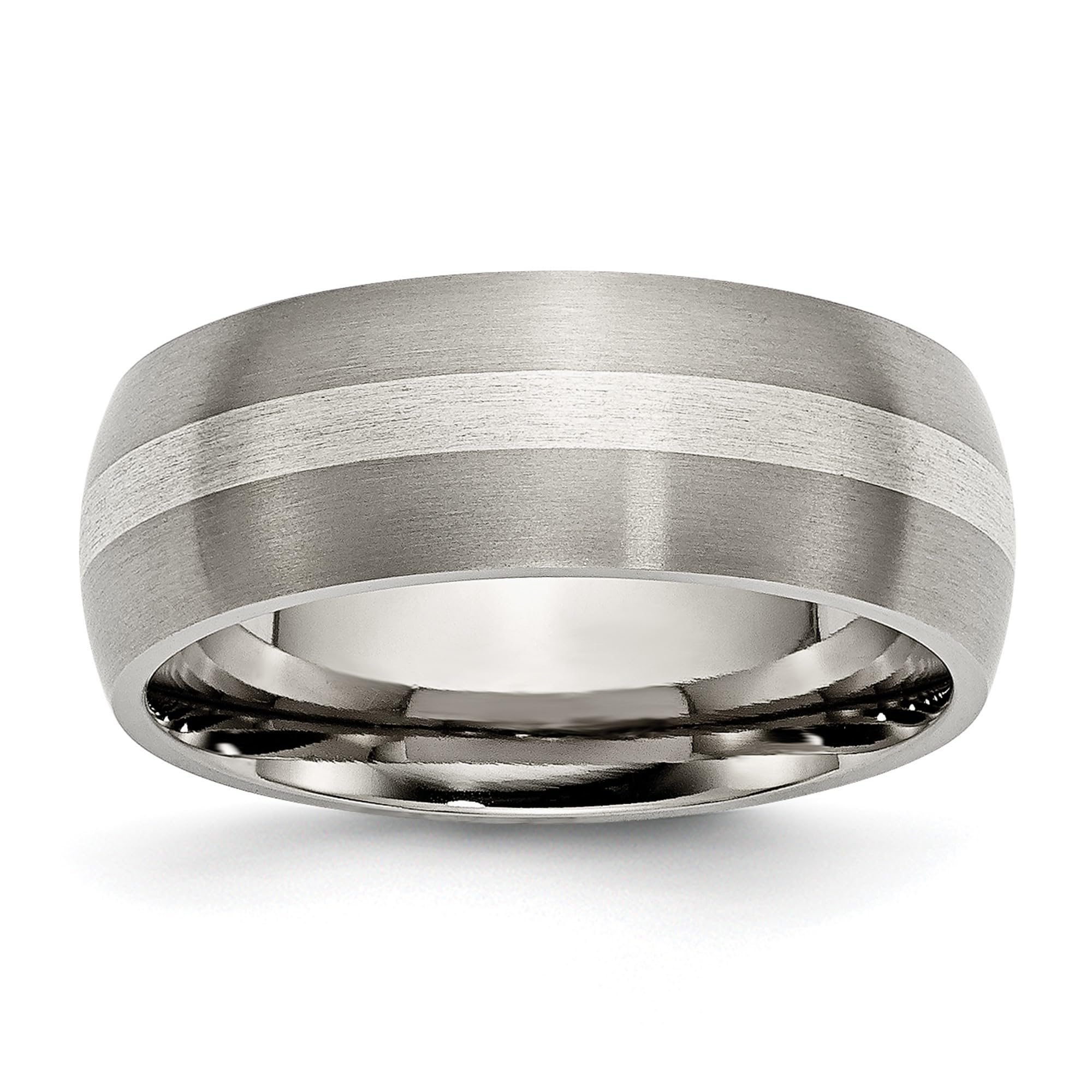 IceCarats Titanium 925 Sterling Silver 8mm Wedding Band Ring for Men & Women - Elegant Wedding, Engagement, Anniversary Jewelry Gift