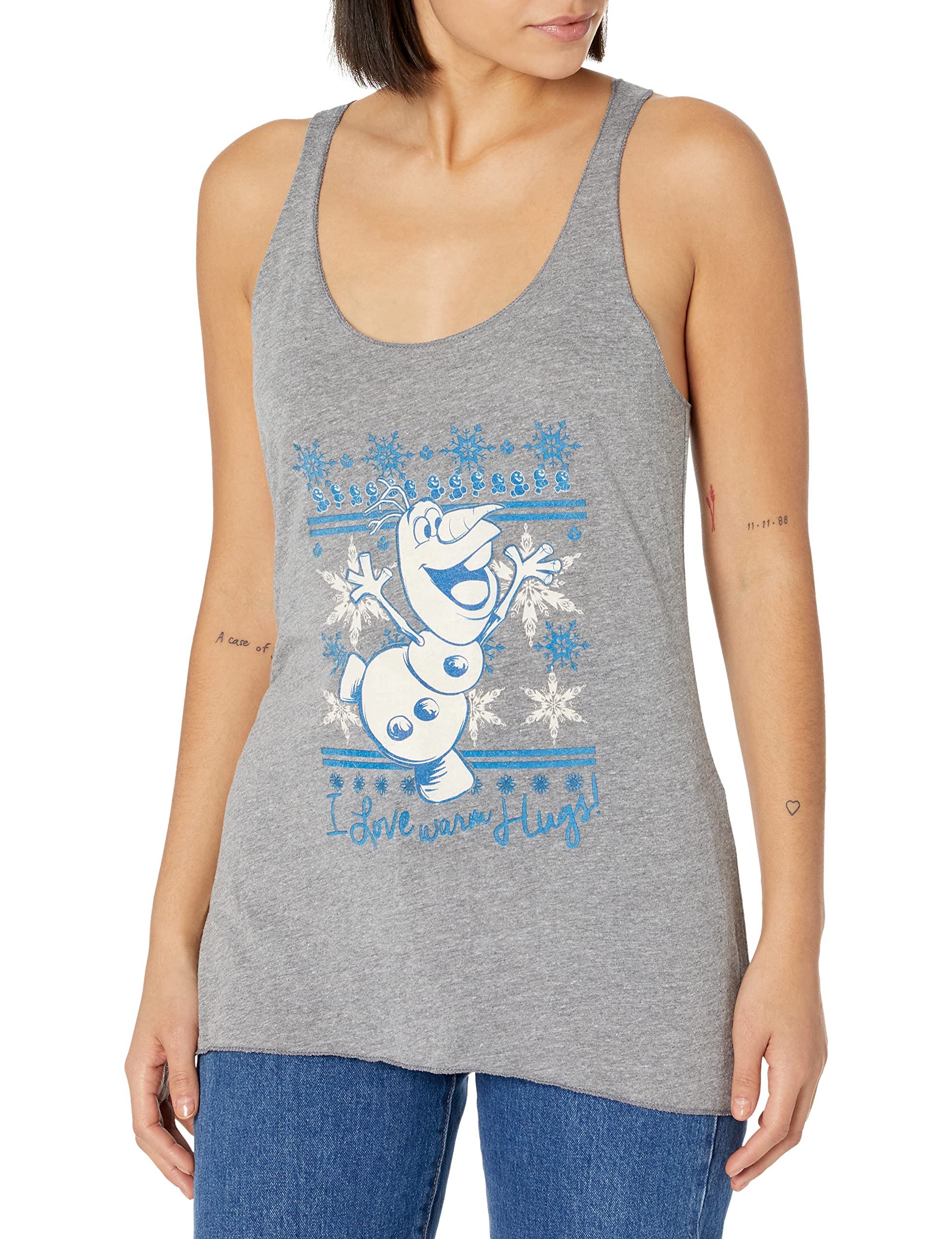 Fifth Sun Women's Frozen Hooray Snow Tri-Blend Racerback Tank Top - Soft Layering Tee for Casual Wear, Workouts & Disney Fan Fashion