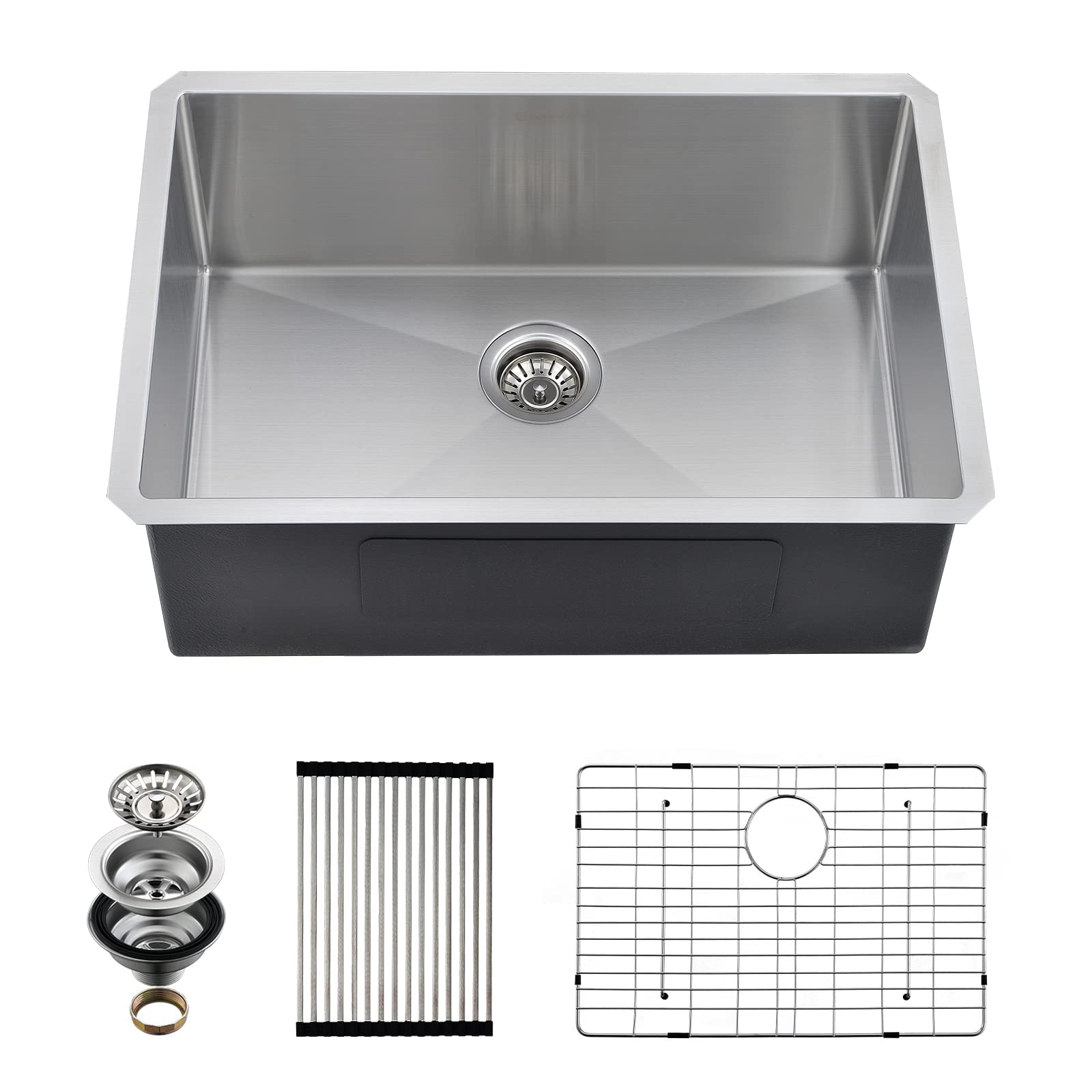28 x 19 Inch Undermount Kitchen Sink - 16 Gauge Stainless Steel Single Bowl for Outdoor, Laundry & Kitchen Use - Durable & Rust-Resistant