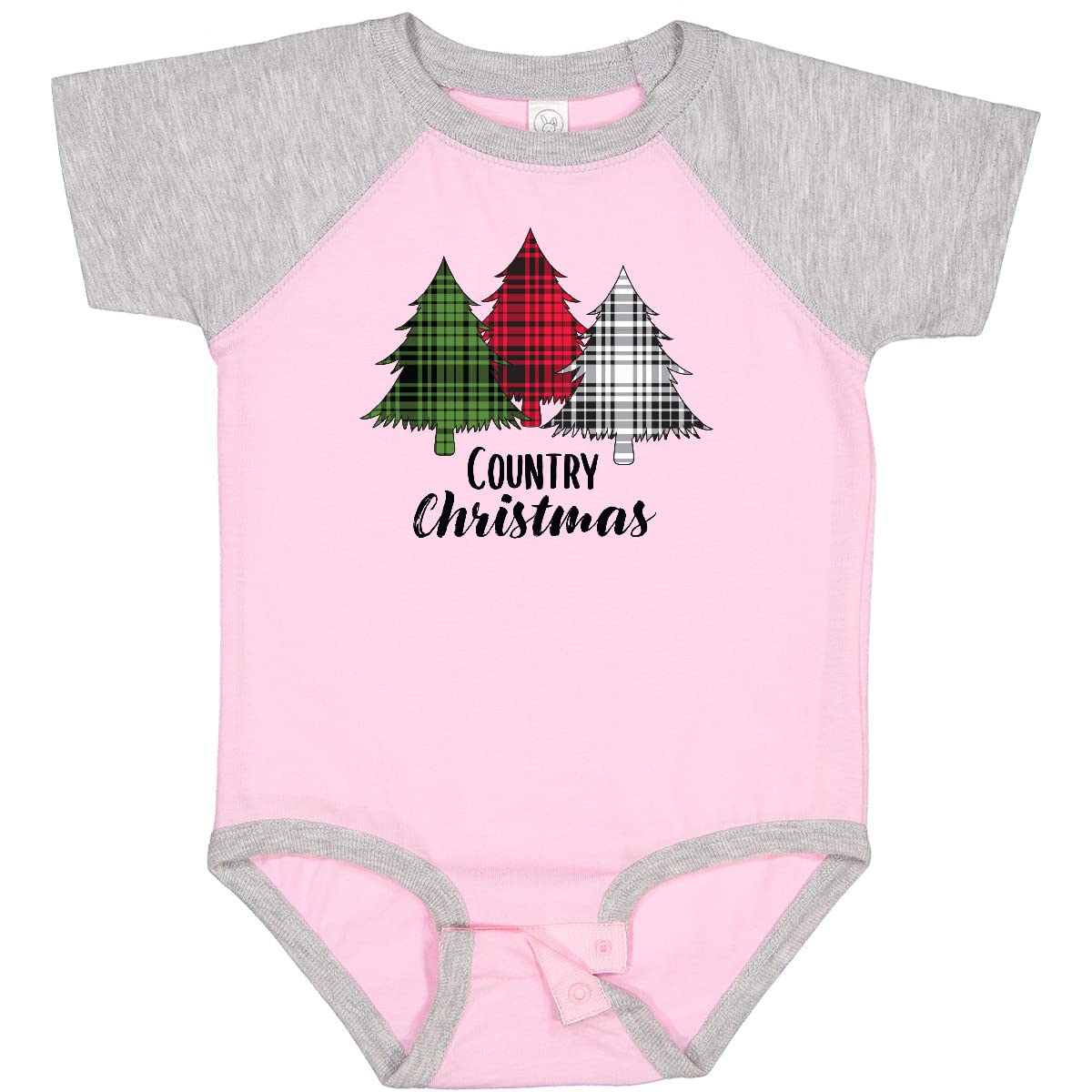 Inktastic Country Christmas Plaid Trees Baby Bodysuit - Soft Cotton Cute Holiday Outfit for Infants & Toddlers - Perfect for Family Photos, Christmas Parties & Festive Celebrations