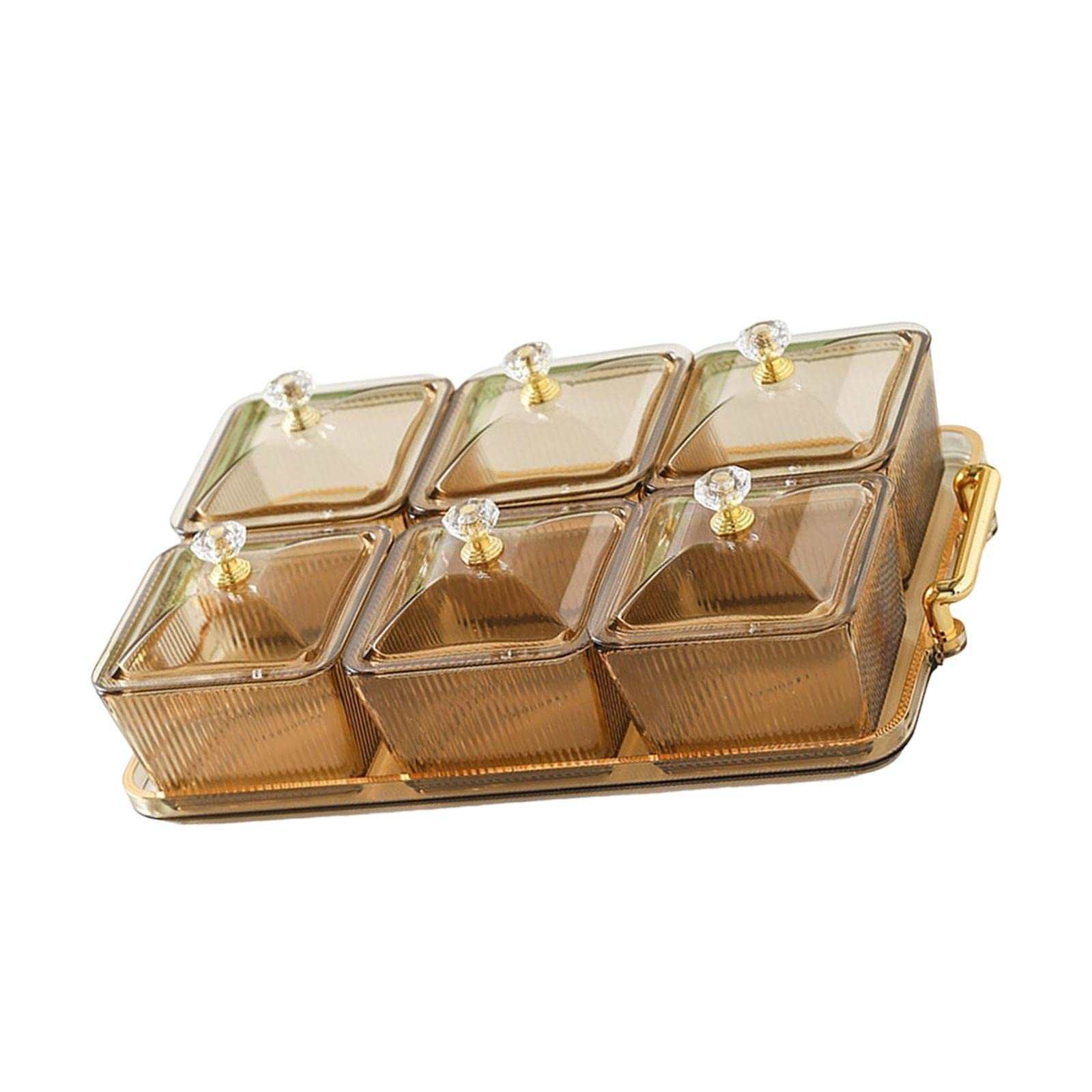 Gazechimp 6-Compartment Plastic Serving Tray with Lid - Divided Snack Platter for Candy, Nuts, Dried Fruits & Appetizers | Perfect for Parties, Picnics & Home Entertaining