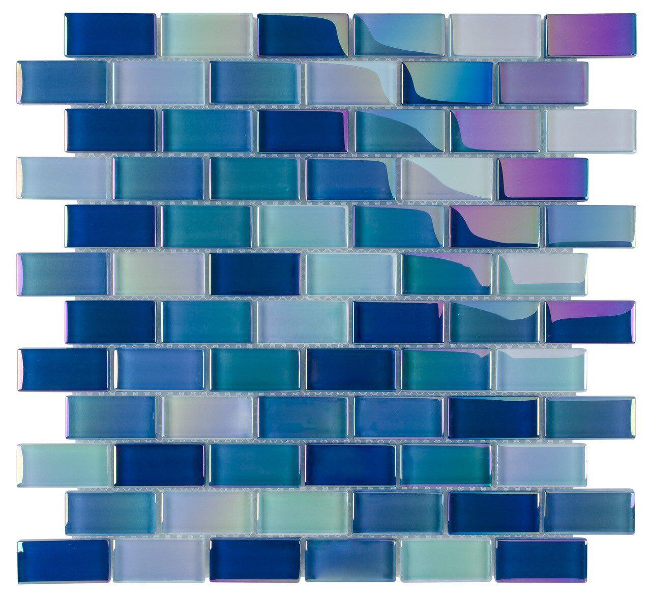 Aqua Blue Glass Pool Tile 1x2 - Stunning Shimmer Mosaic for Swimming Pools, Backyard Decor & Spa Renovation