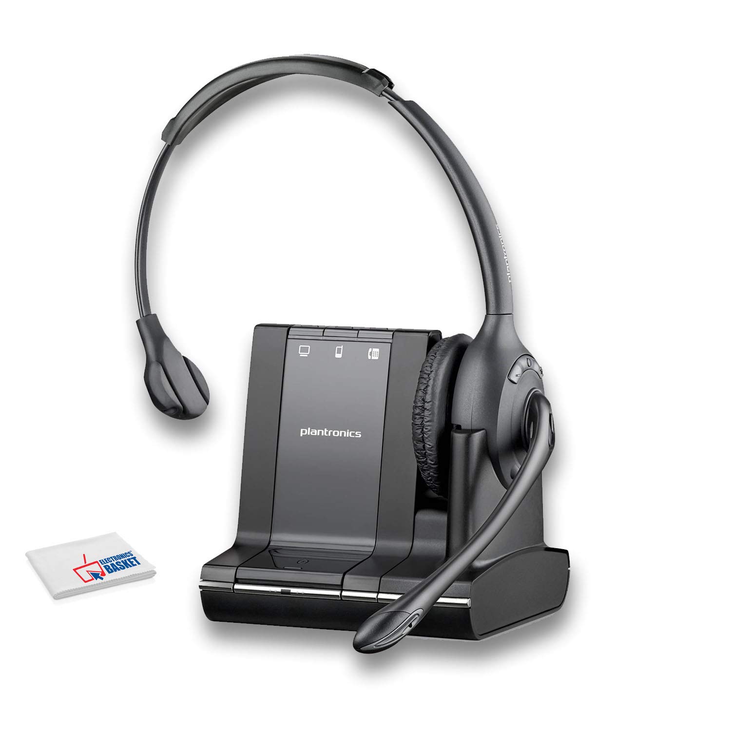 Plantronics Savi W710 Wireless Headset System - Multi-Device Bluetooth Headset for Office, Call Center & Remote Work - Noise Cancelling Mic & Comfortable Ear Cushions