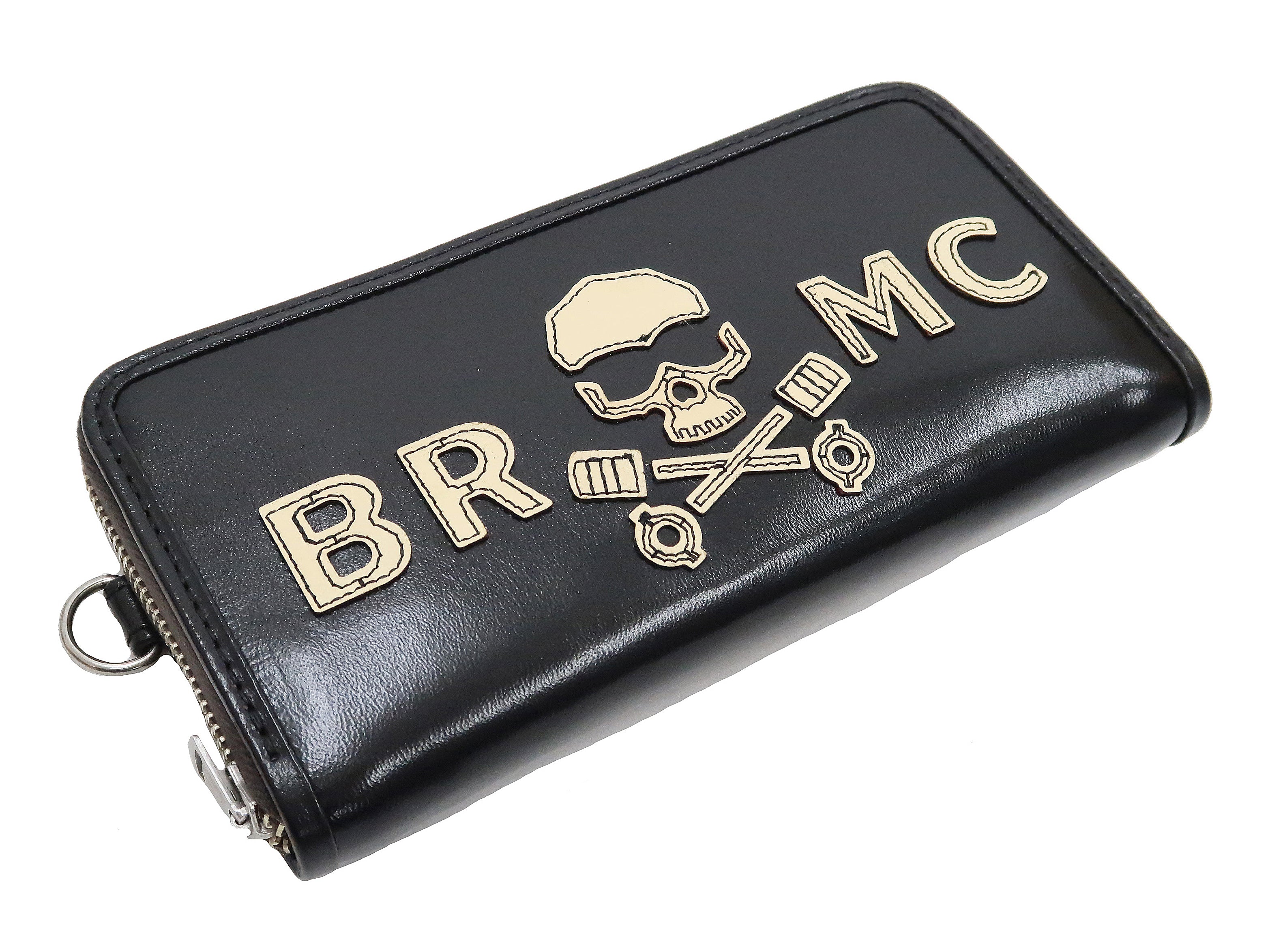 TOYS McCOY Men's Leather Long Wallet - The Wild One BRMC Skull Logo TMA2311 031 Black - Stylish Bifold Wallet for Everyday Use & Motorcycle Enthusiasts