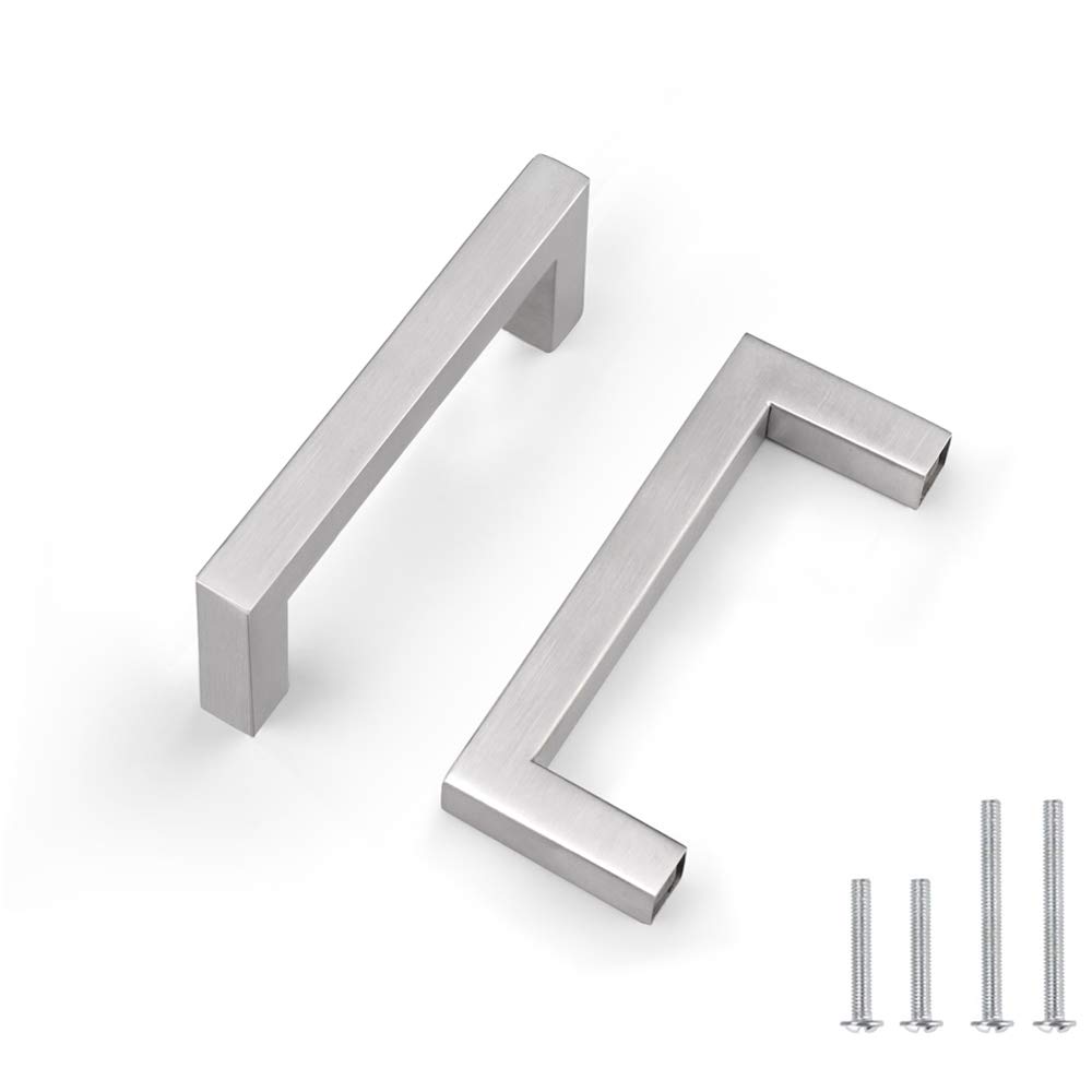 Stainless Steel 3 Inch (76mm) Square Corner Bar Handle Cabinet Pull - 1 Pack for Kitchen & Bathroom Cabinets, Cupboards & Drawers - Durable Modern Hardware for Home Renovation & DIY Projects