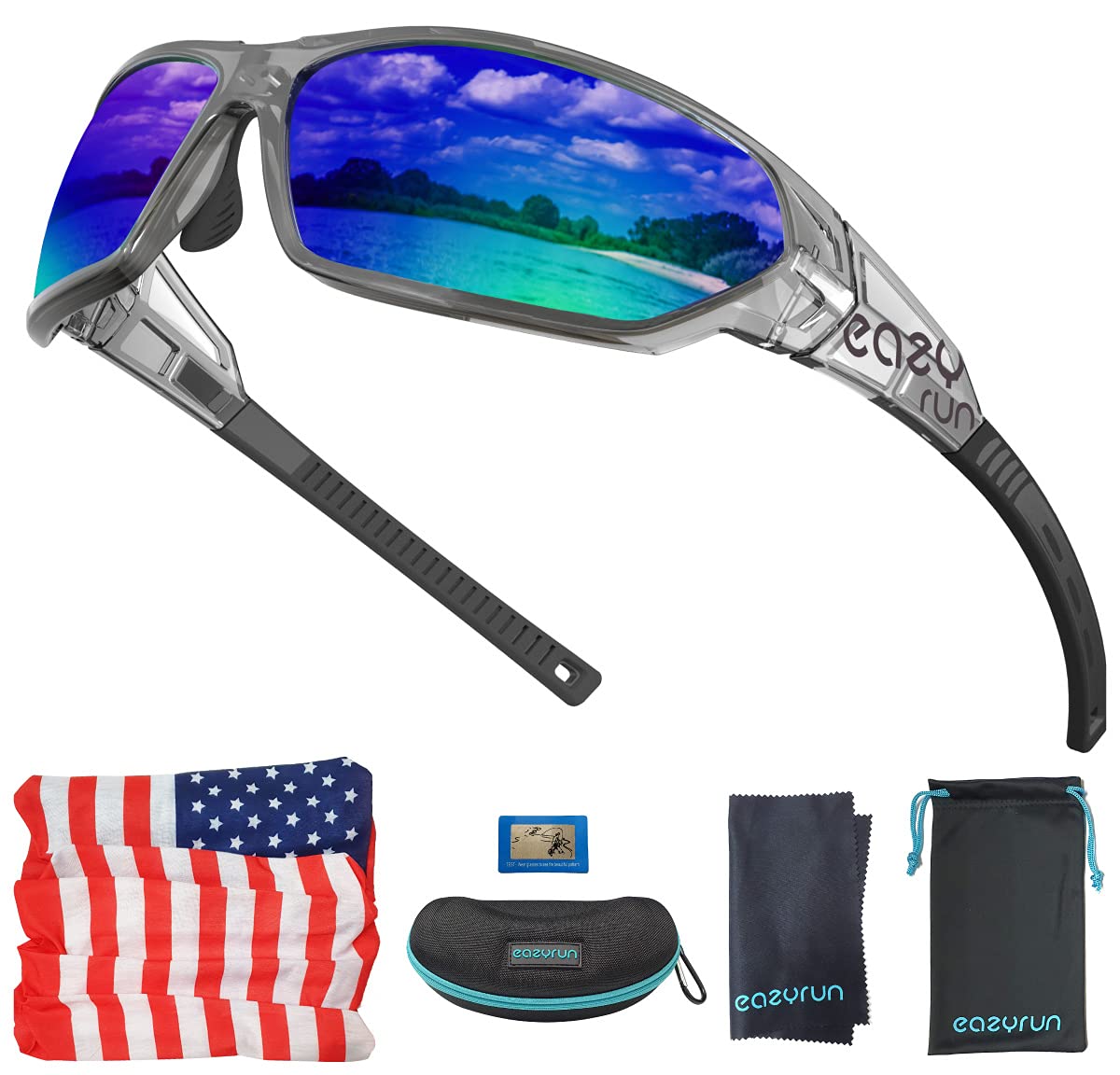 EAZYRUN HD Polarized Sunglasses for Women & Men - UV Protection Sports Sunglasses for Running, Cycling, Fishing, Driving, Hiking - Perfect for Outdoor Activities & Travel Adventures