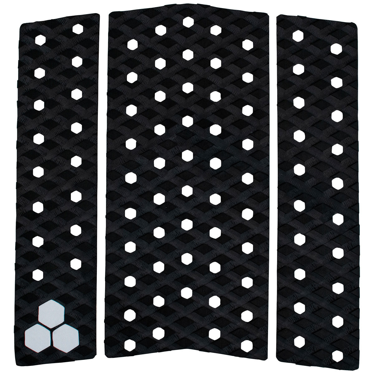 Channel Islands Mixed Groove 3-Piece Surfboard Deck Pad Set - Black | Non-Slip Traction for Surfing, Paddleboarding & Water Sports