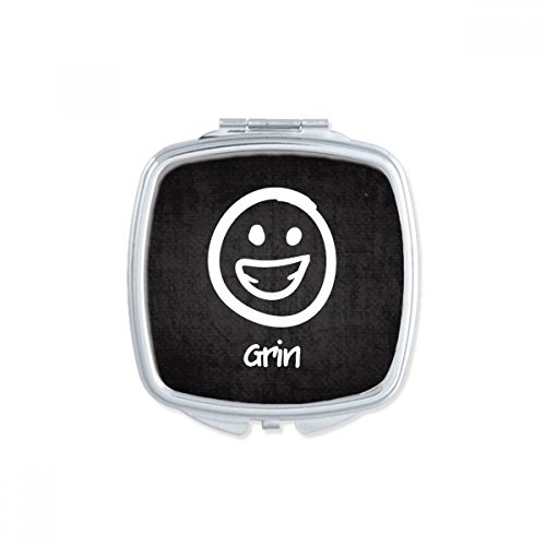 DIYthinker Cute Grin White Chat Happy Pattern Square Mirror - Portable Compact Pocket Makeup Mirror with Double Sided Glass - Perfect for Travel, Home, and Office Use