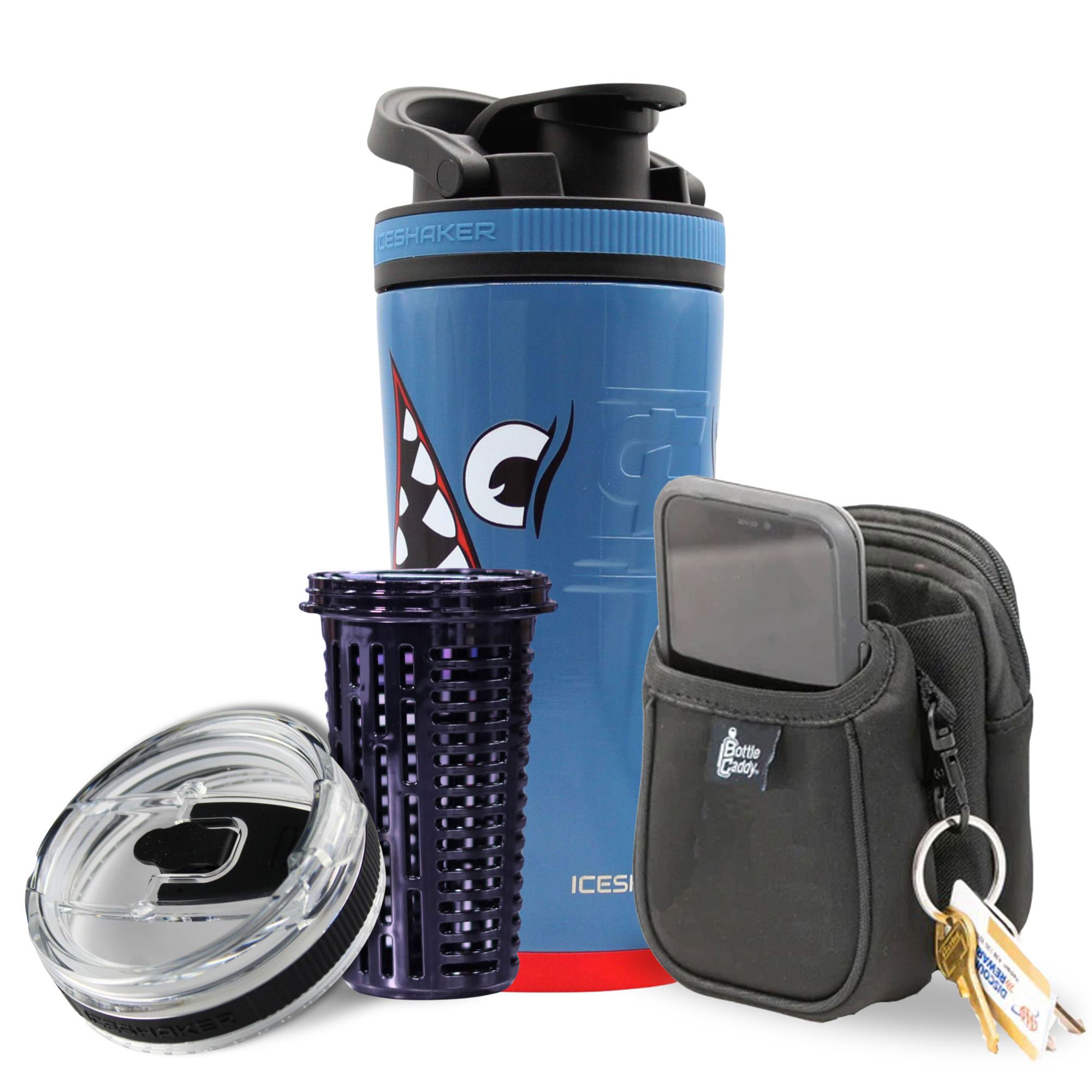 Blue Bomber 26oz Insulated Stainless Steel Water Bottle & Shaker Cup Bundle - Perfect for Gym, Workouts, and Outdoor Activities
